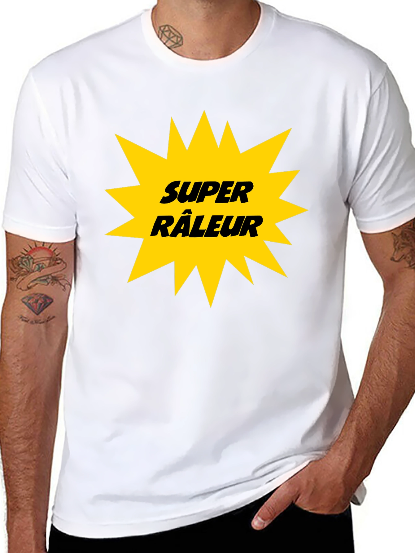 Black Super Râleur Graphic Tee - Black Cotton T-Shirt view 8
