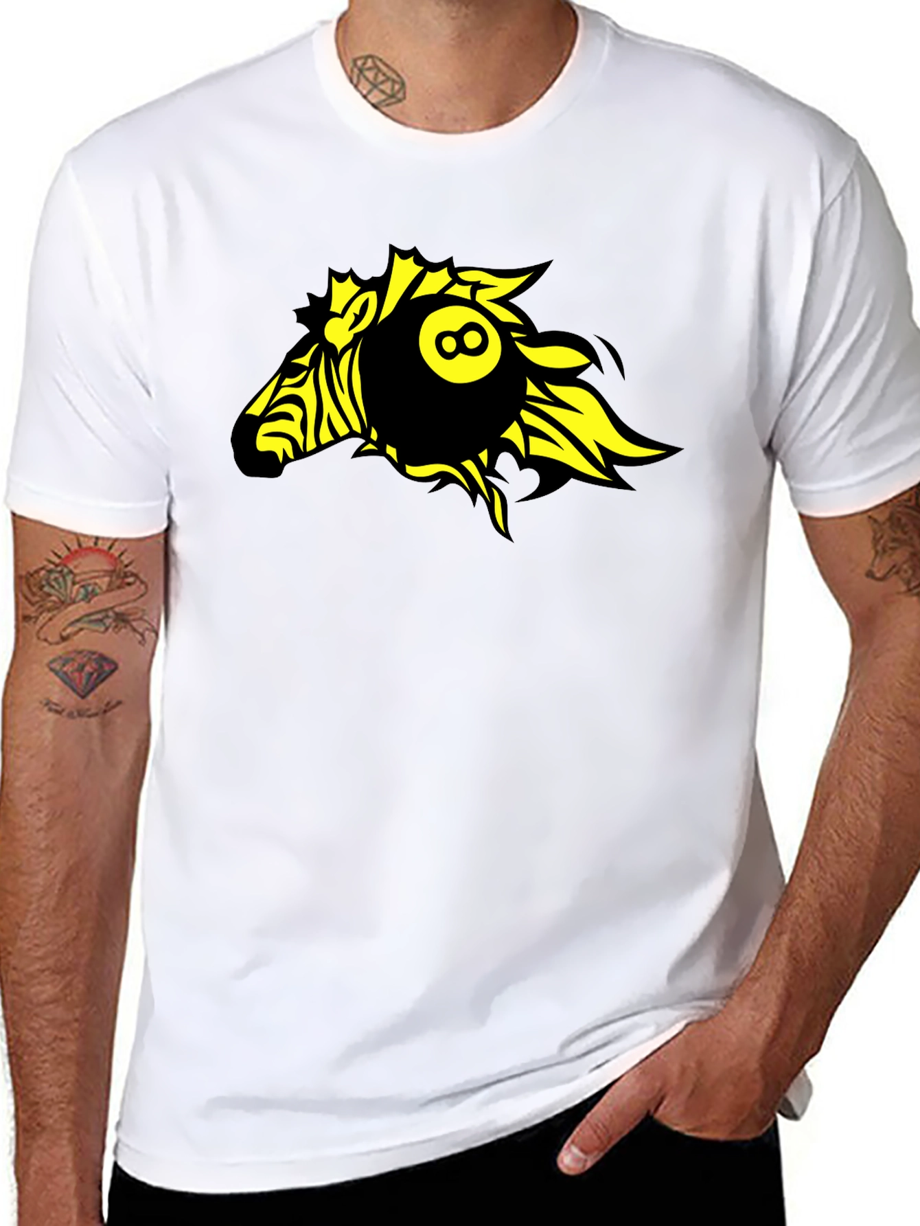 Black Zebra 8-Ball Graphic T-Shirt - Bold Design view 8