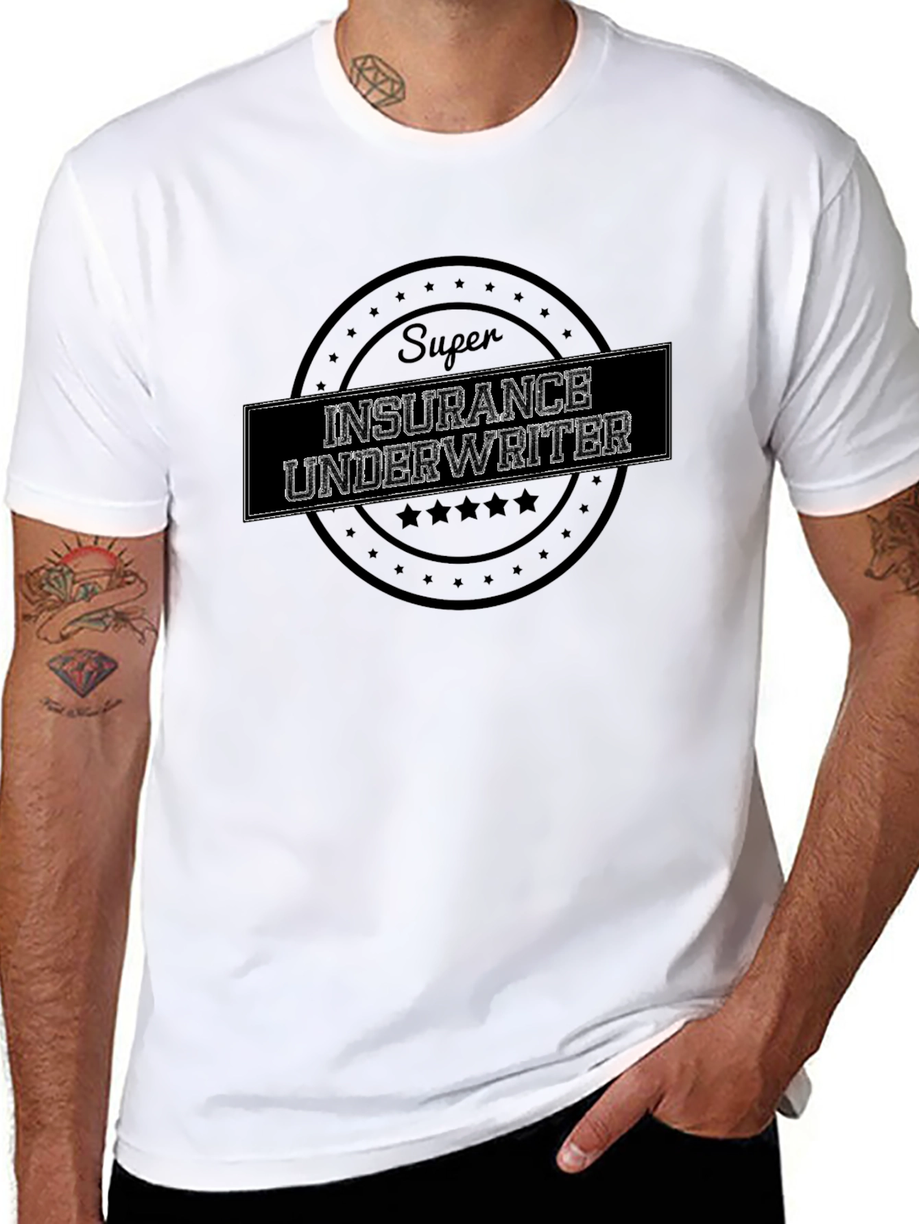 Black Super Insurance Underwriter Black T-Shirt view 8