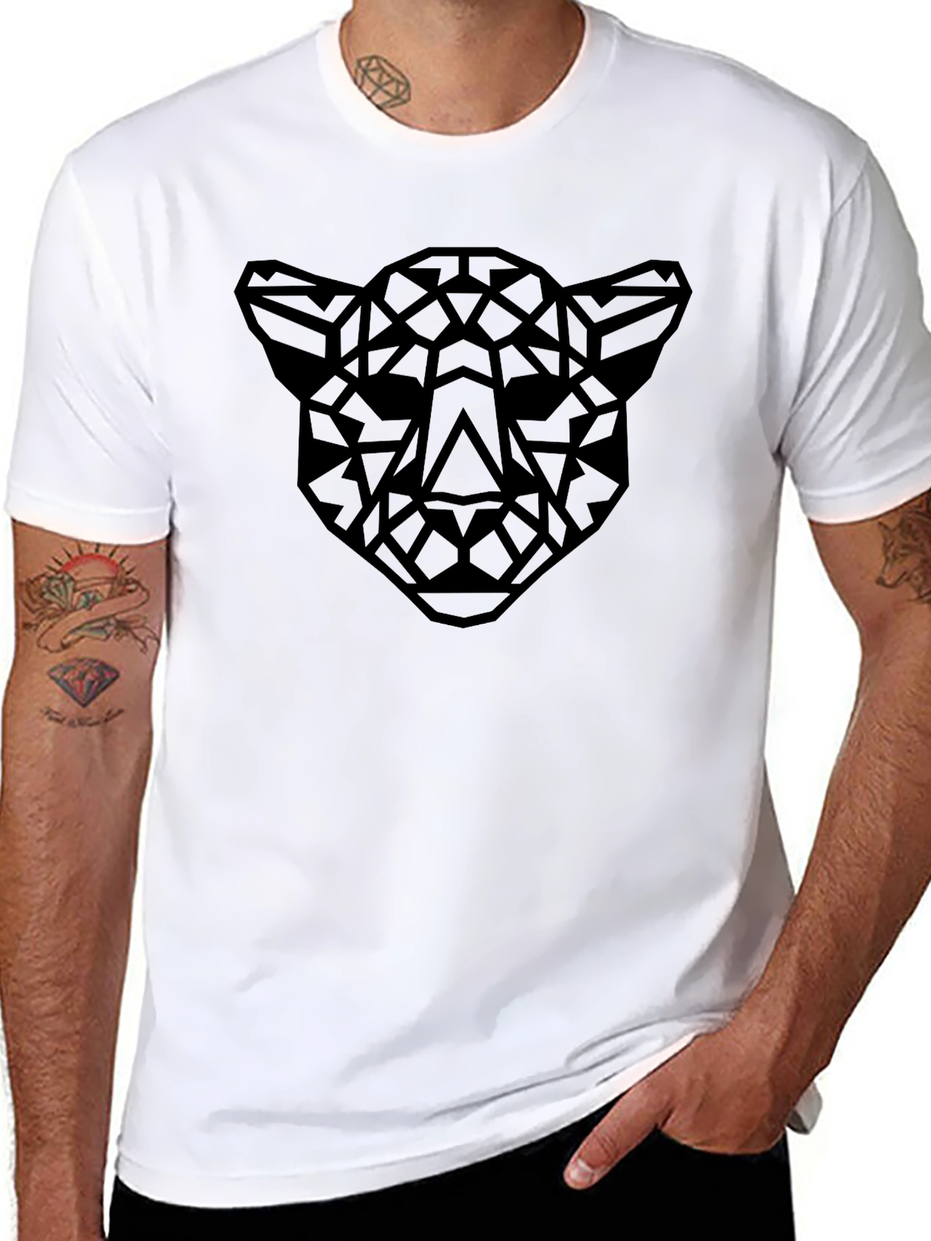Black Geometric Panther T-Shirt - Modern Style view 8