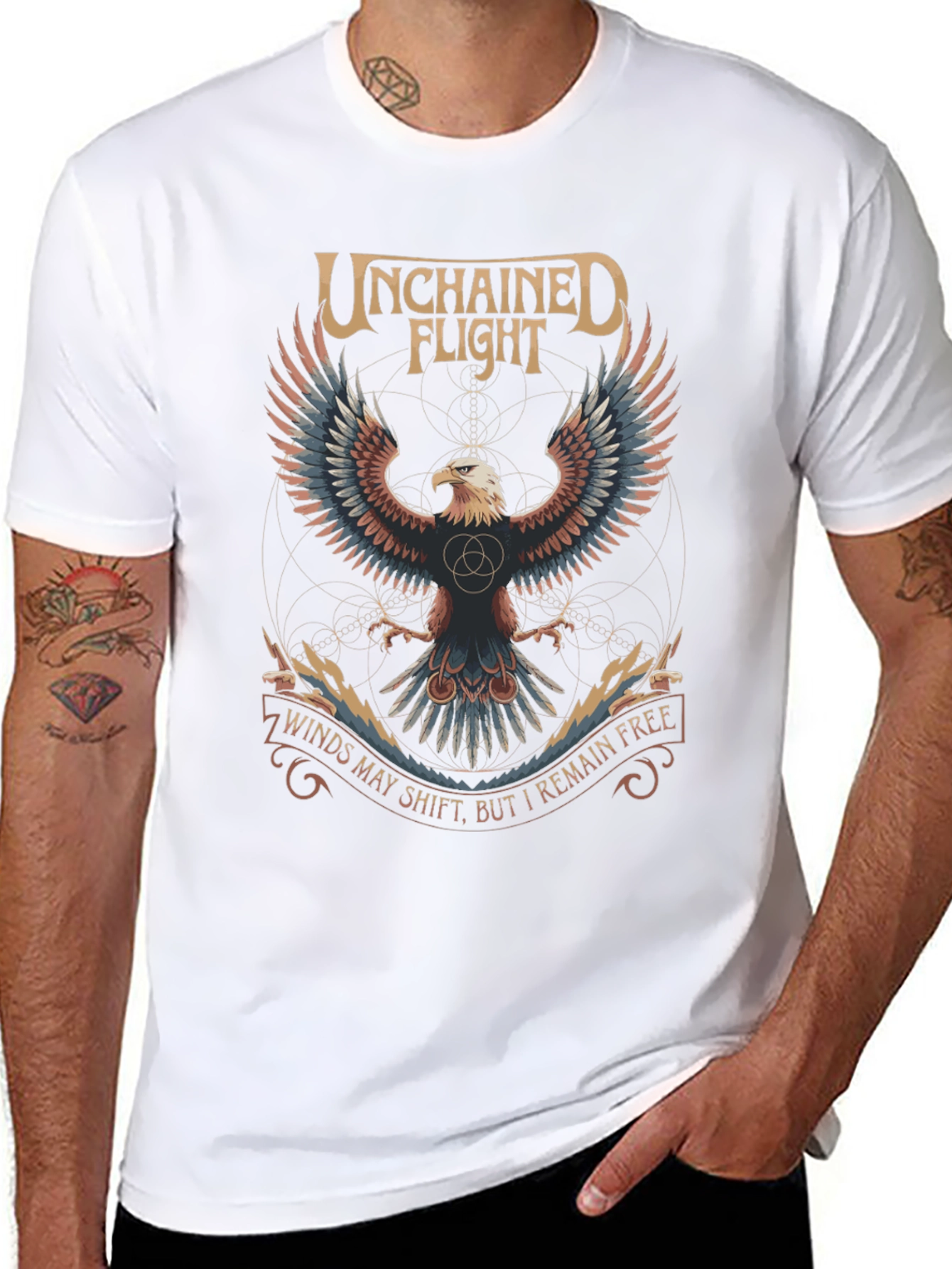 Black Unchained Flight Eagle Graphic Tee - Black view 8