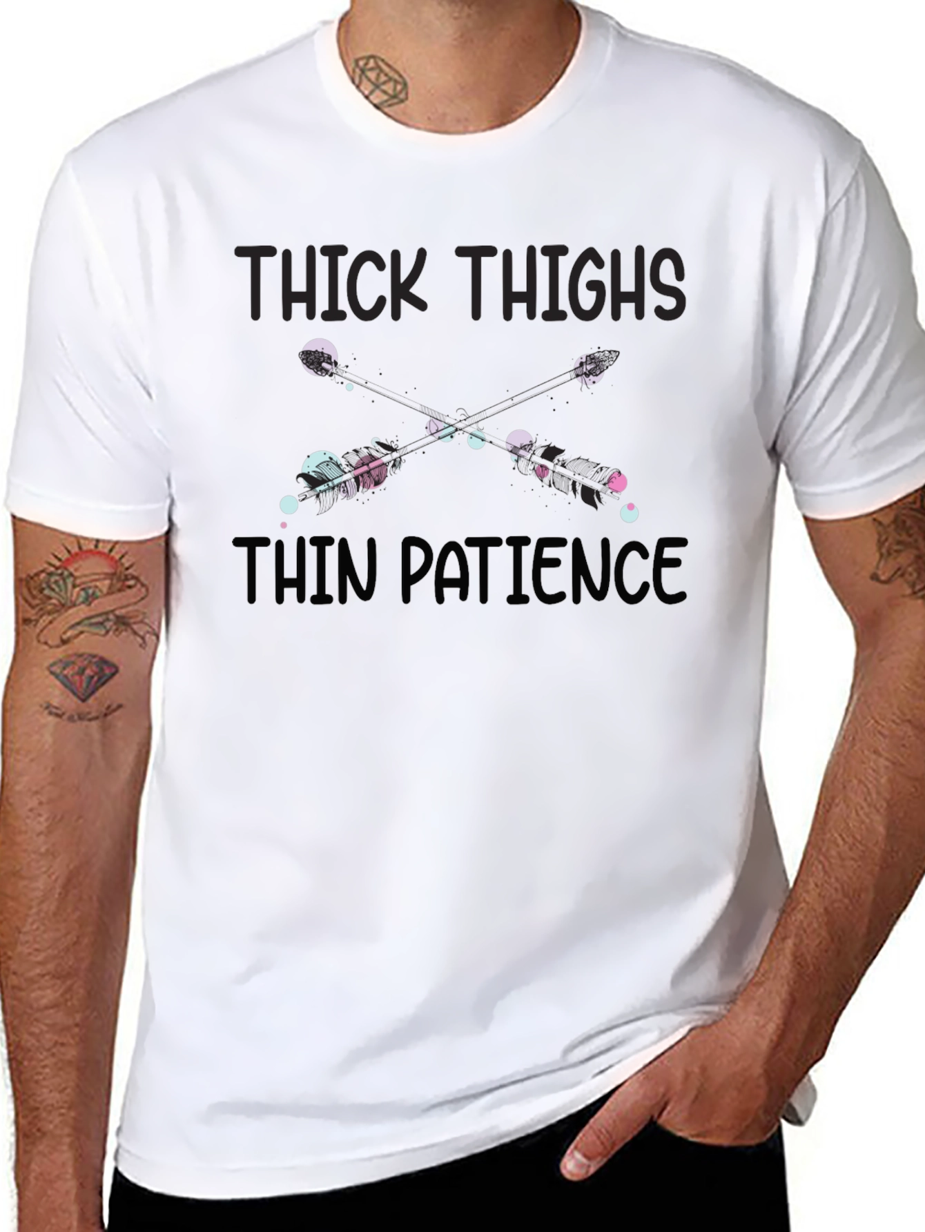 Black Thick Thighs Thin Patience Graphic T-Shirt view 8