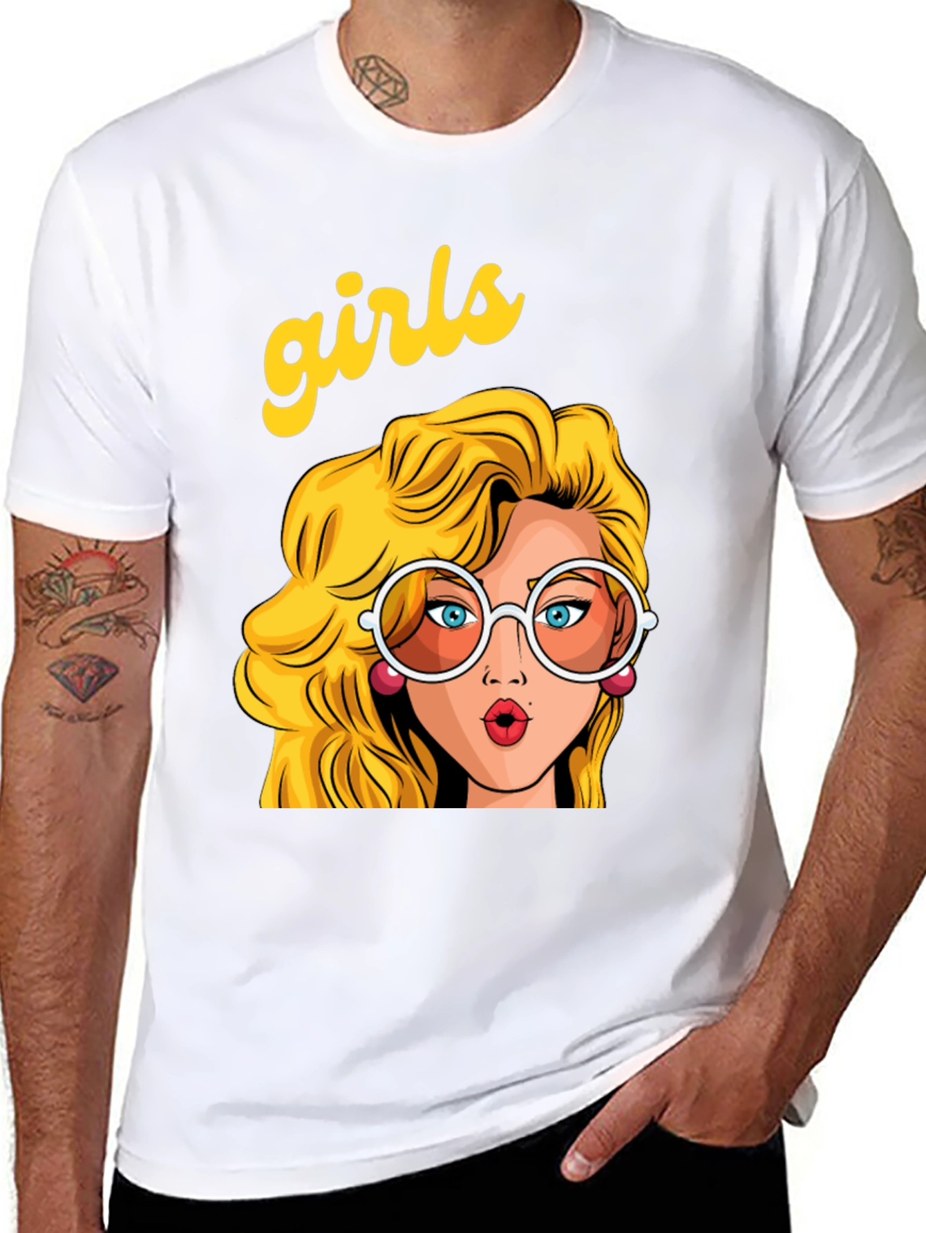 Black Retro 'Girls' Graphic Print Black T-Shirt view 8