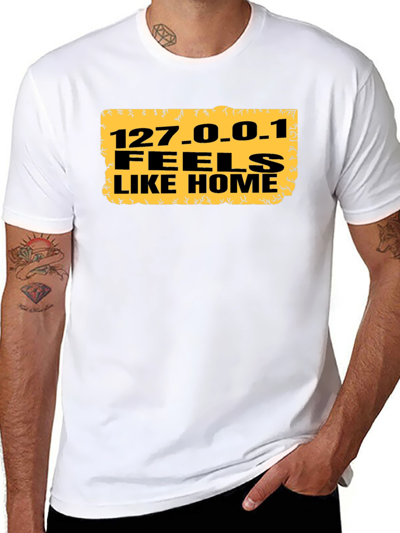 Black 127.0.0.1 Feels Like Home Black T-Shirt view 8