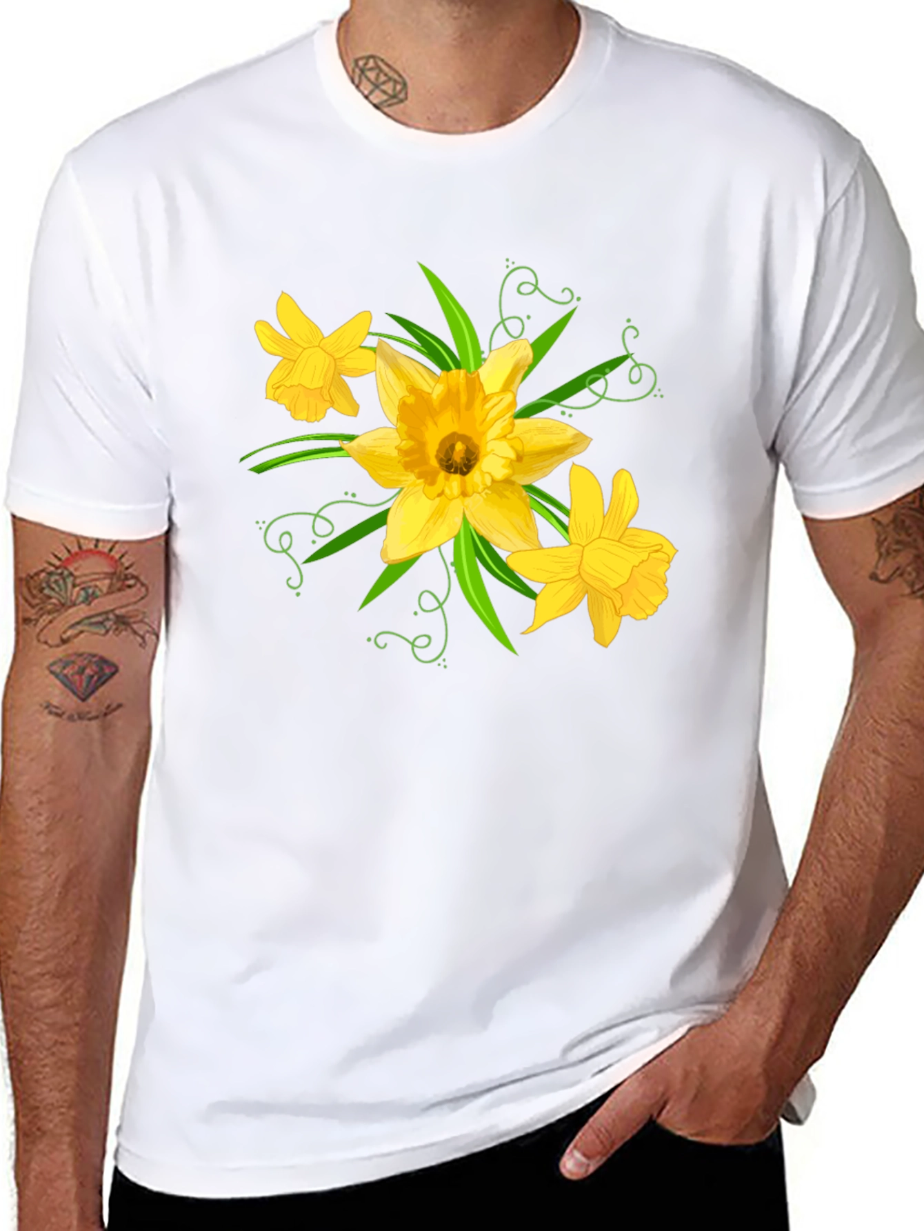 Daffodil Graphic Tee - Black Cotton T-Shirt - 8