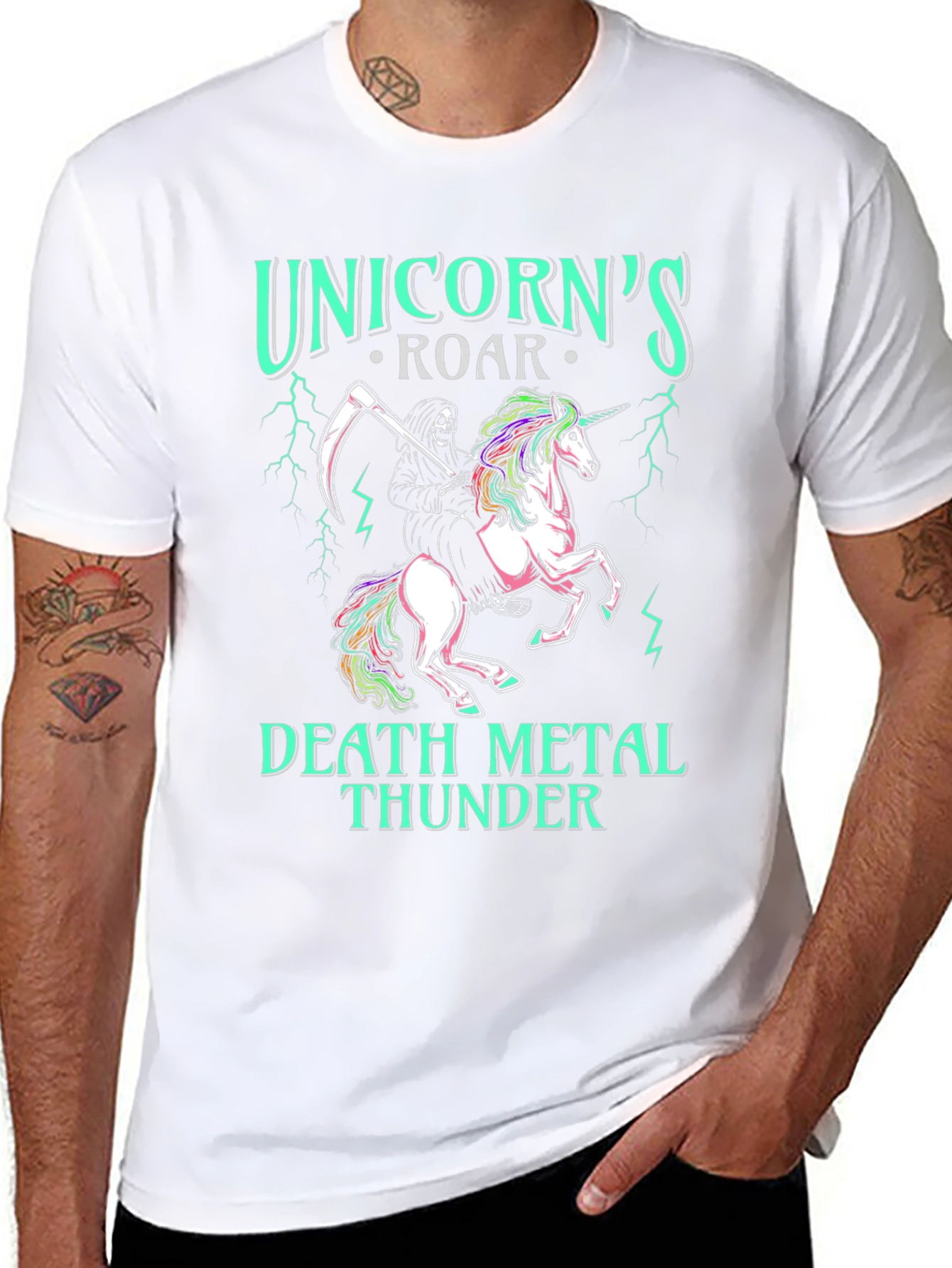Black Unicorn's Roar Death Metal Thunder T-Shirt view 8