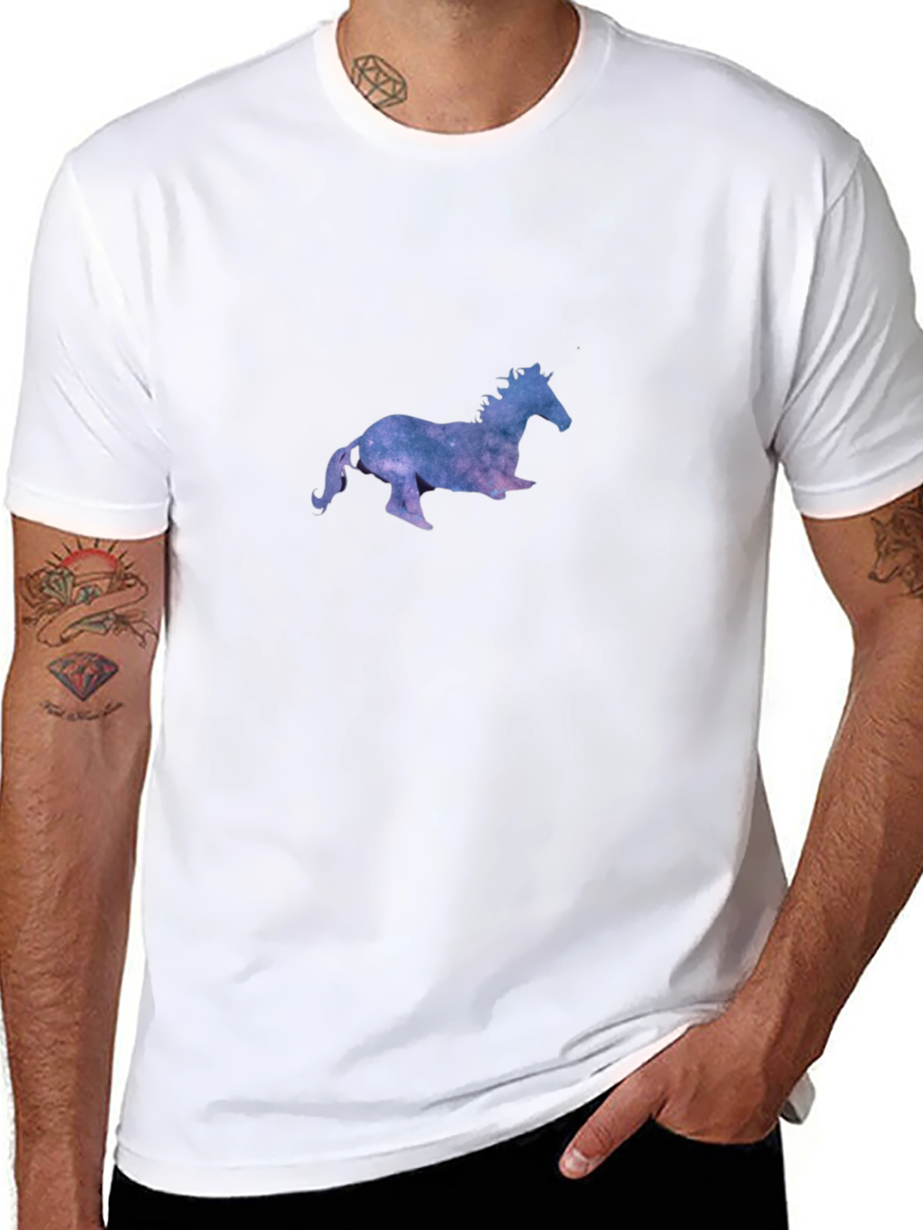 Black Galaxy Horse Black T-Shirt view 8