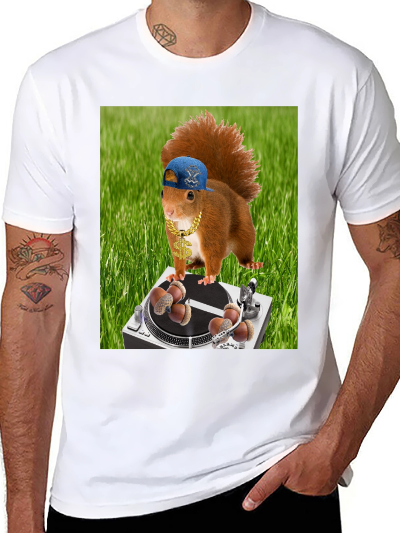 Black Funny Squirrel DJ T-Shirt - Party Animal view 8
