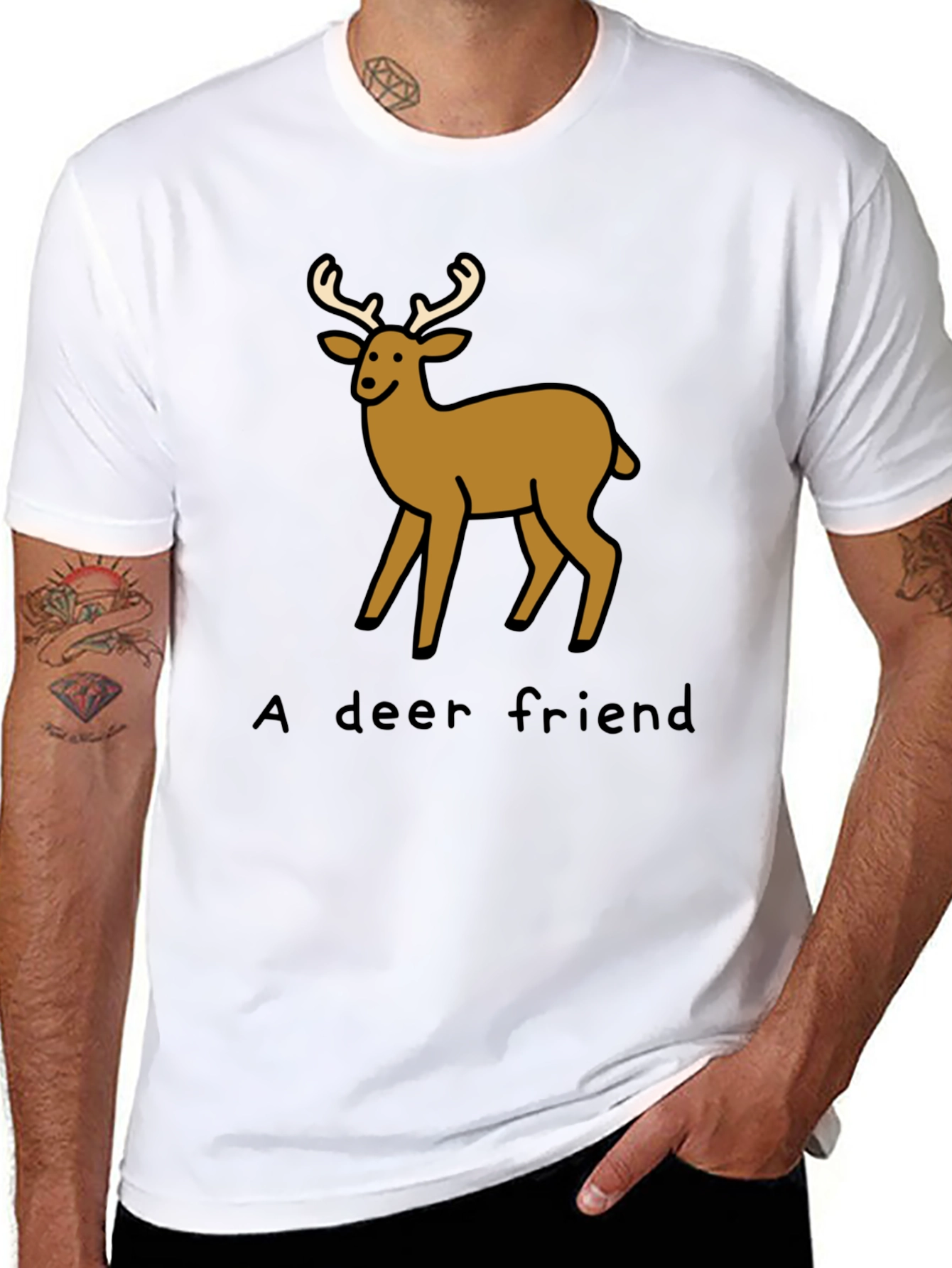 Black A Deer Friend Graphic Tee - Soft Black Cotton view 8