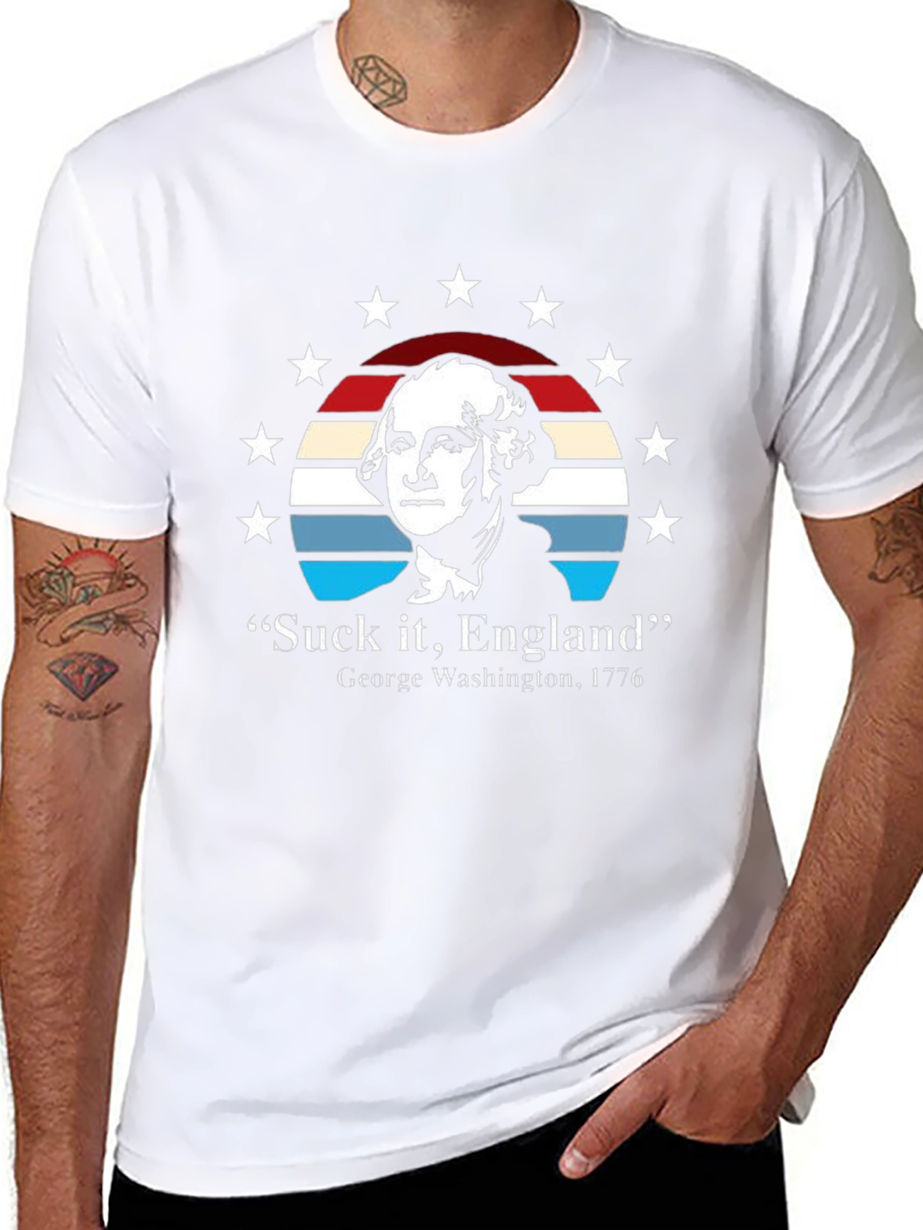 Black Suck It, England T-Shirt - George Washington 1776 view 8