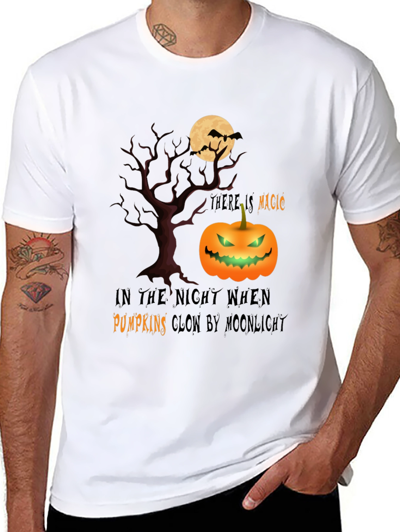Halloween Magic Pumpkin Glow Men's T-Shirt - 8