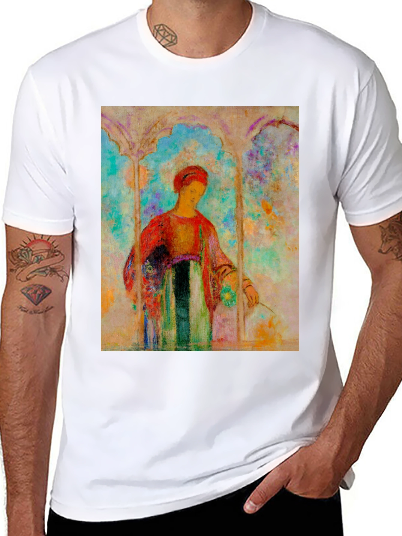 Black Artistic Woman Portrait T-Shirt - Unique Design view 8