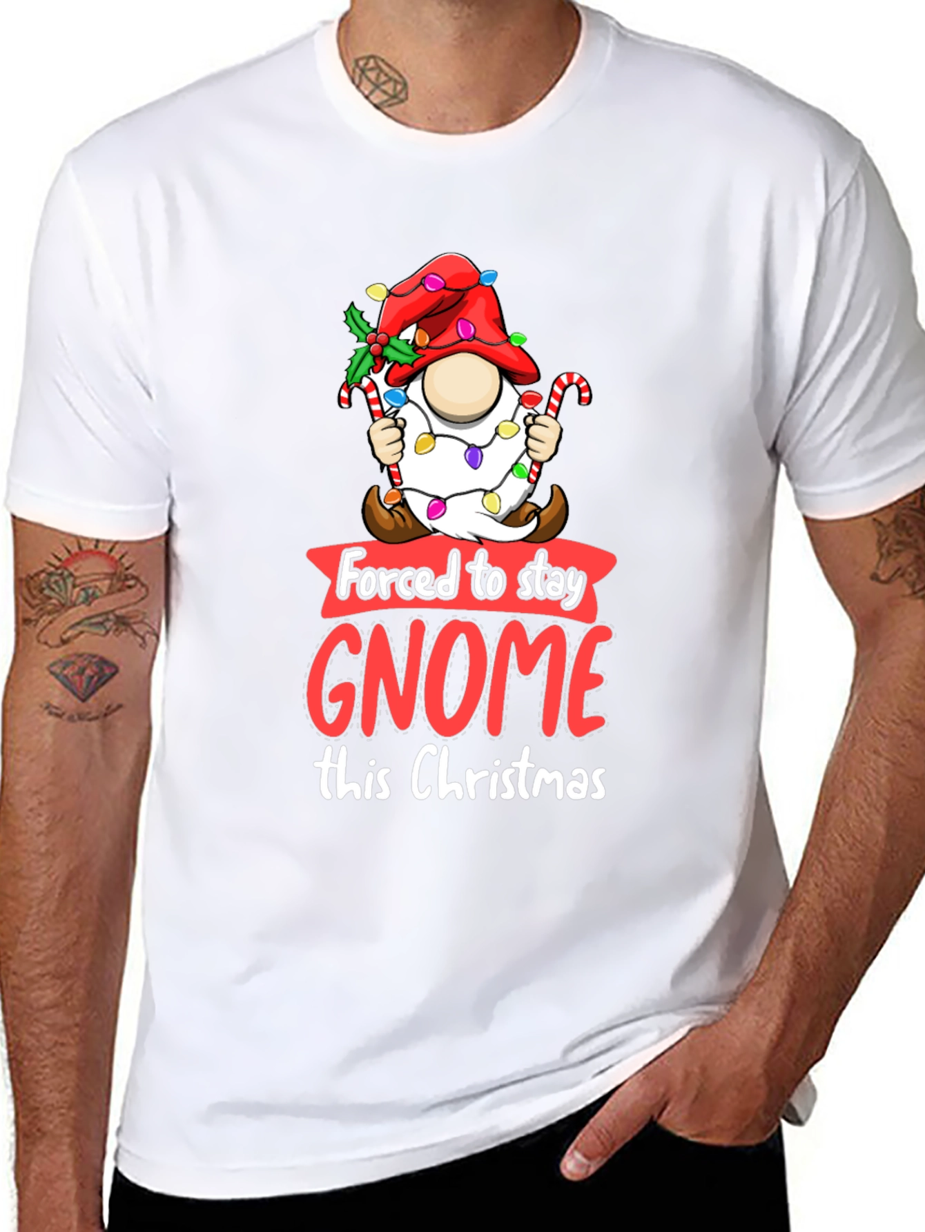 Forced to Stay Gnome This Christmas T-Shirt - 8
