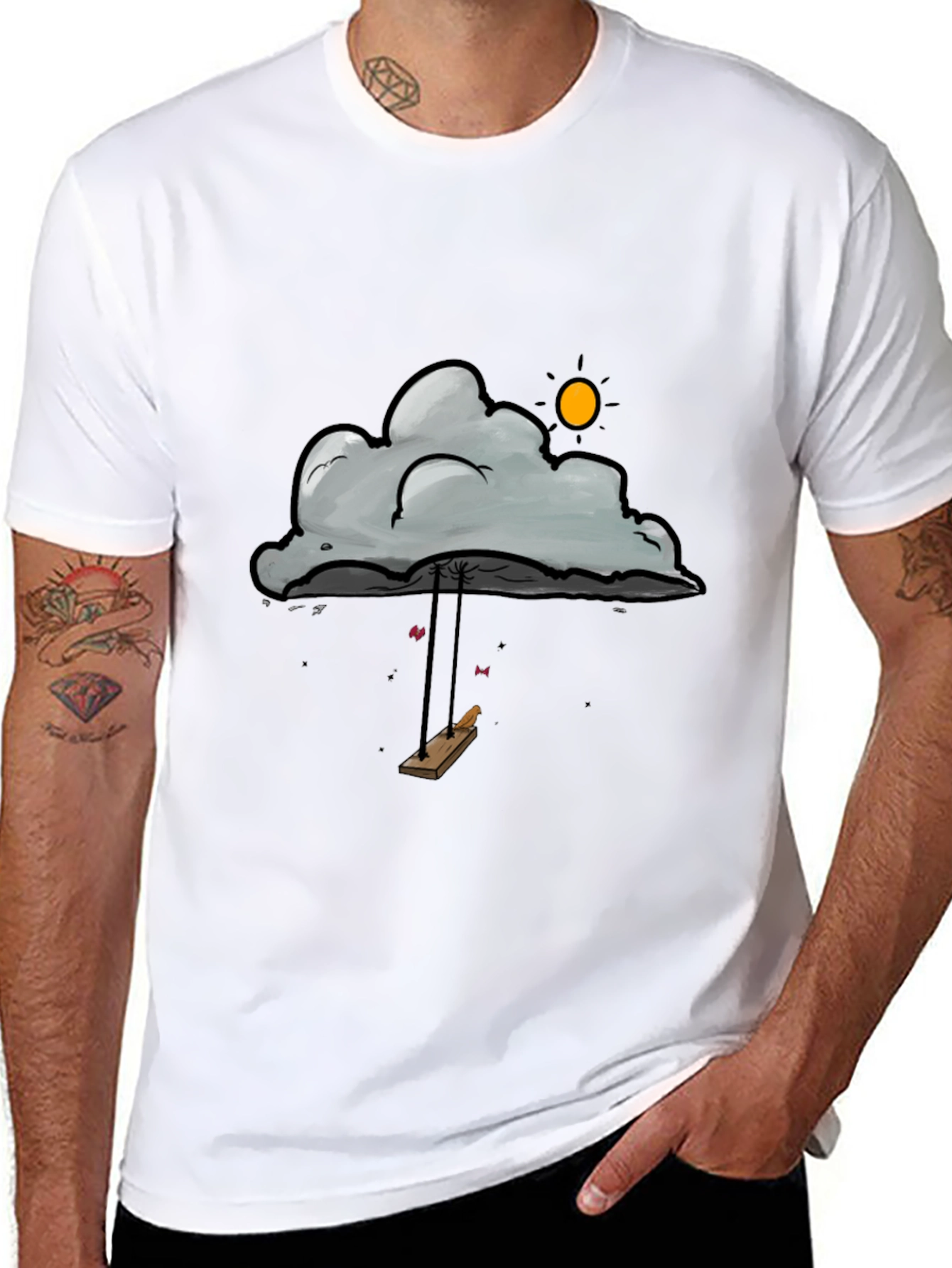 Black Cloud Swing Graphic T-Shirt - Unique Design view 8