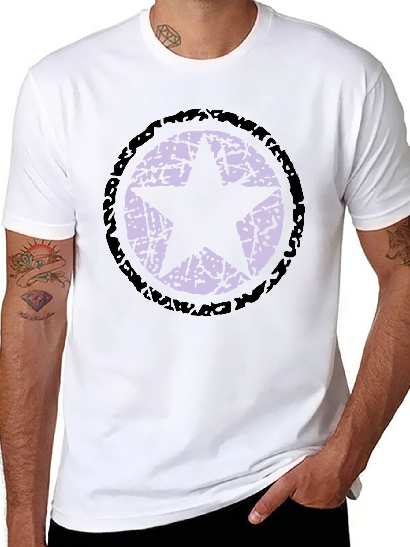 Black Distressed Star Graphic Black T-Shirt view 8