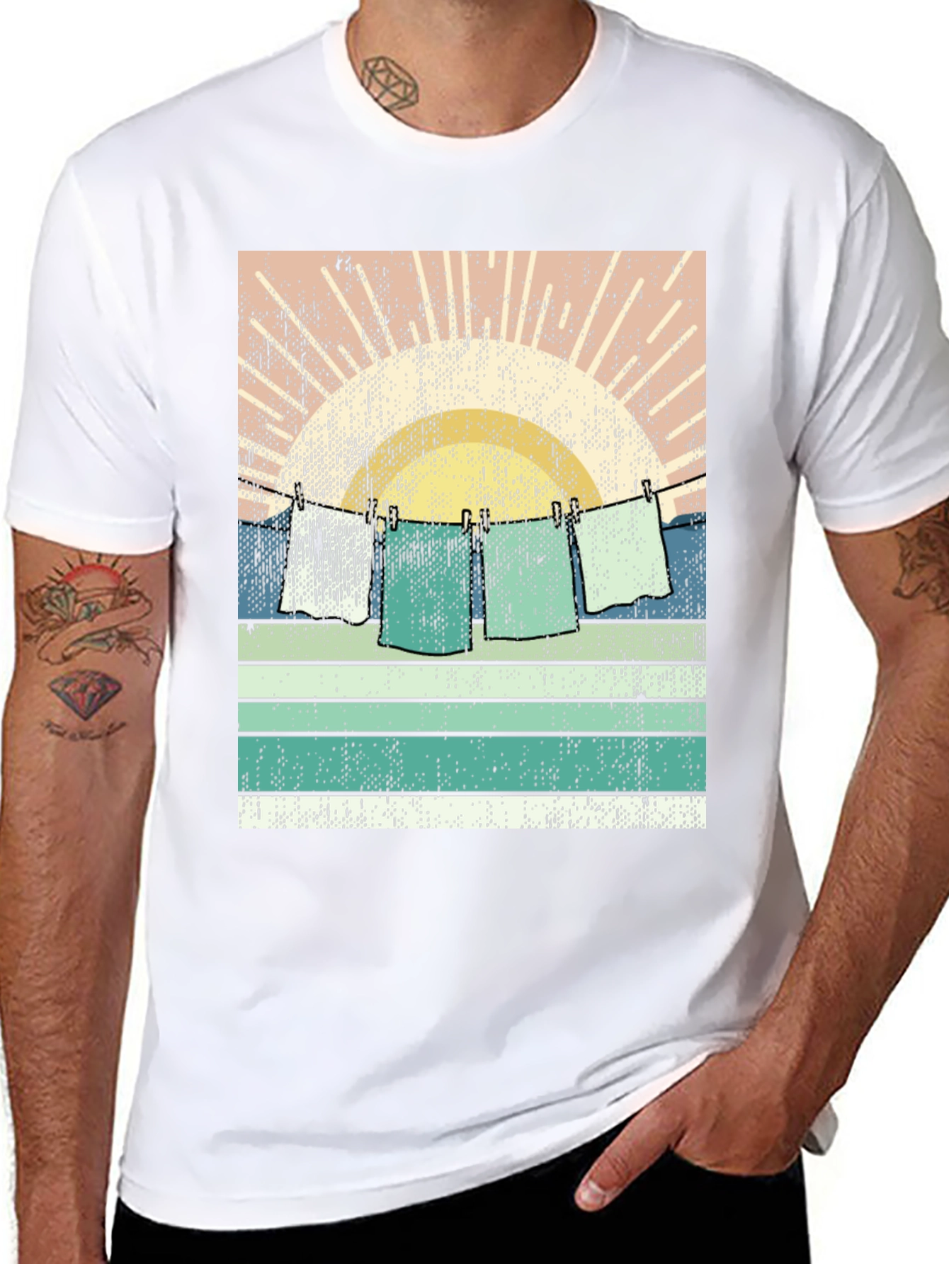 Black Retro Sunset Laundry T-Shirt view 8