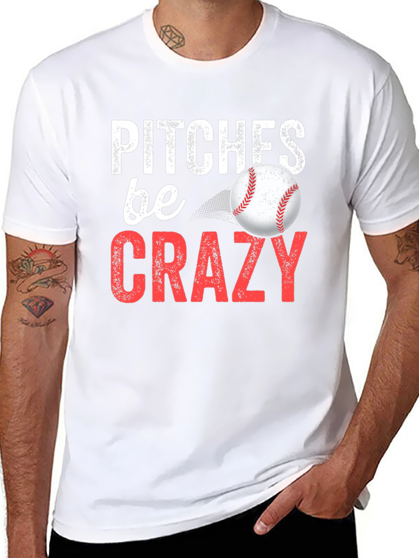 Black Pitches Be Crazy Baseball Graphic Tee view 8