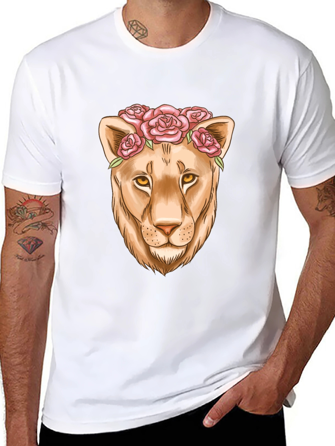 Black Lioness Flower Crown Graphic Tee - Black view 8