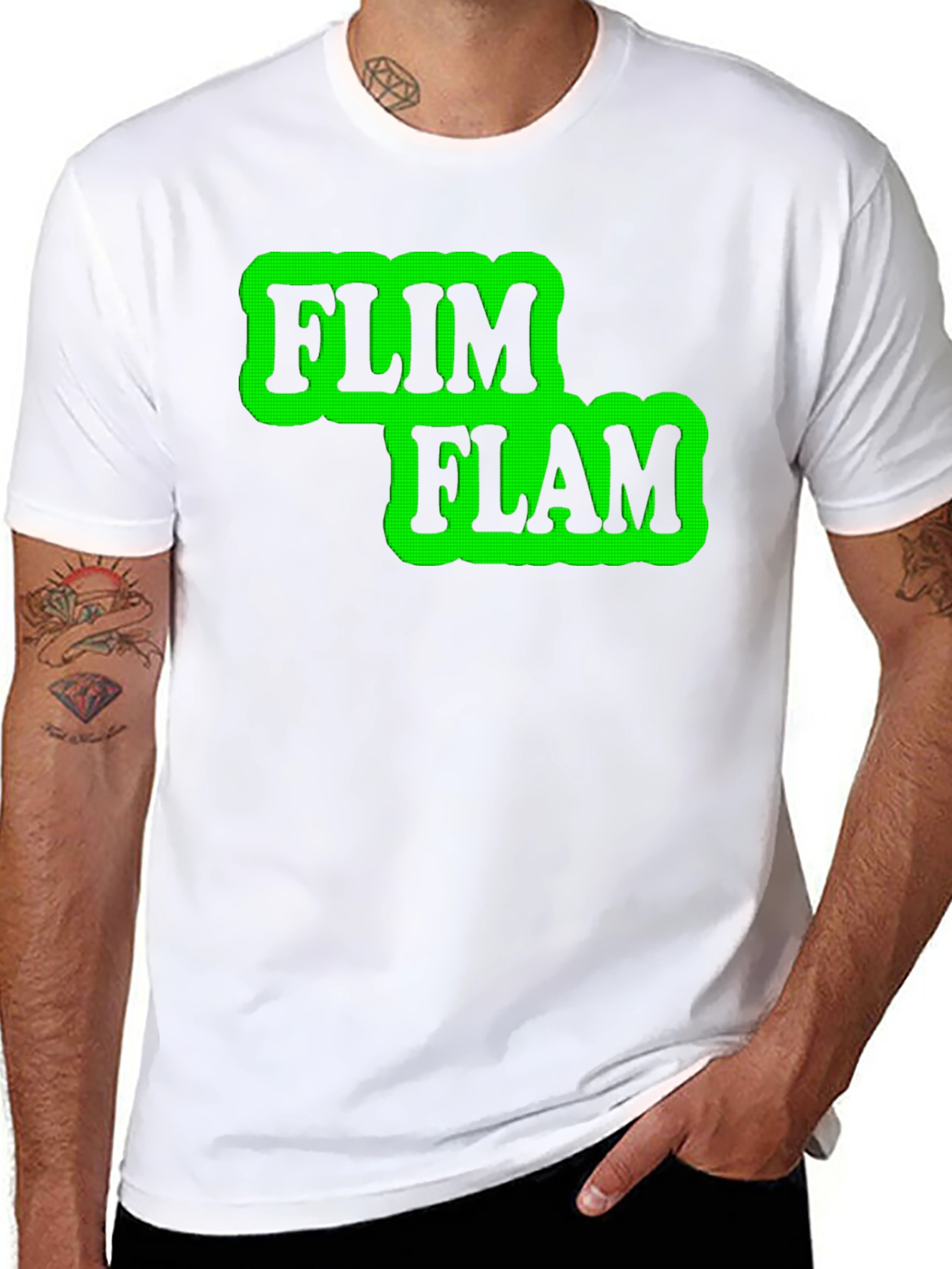 Black Flim Flam Graphic T-Shirt - Novelty Design Tee view 8
