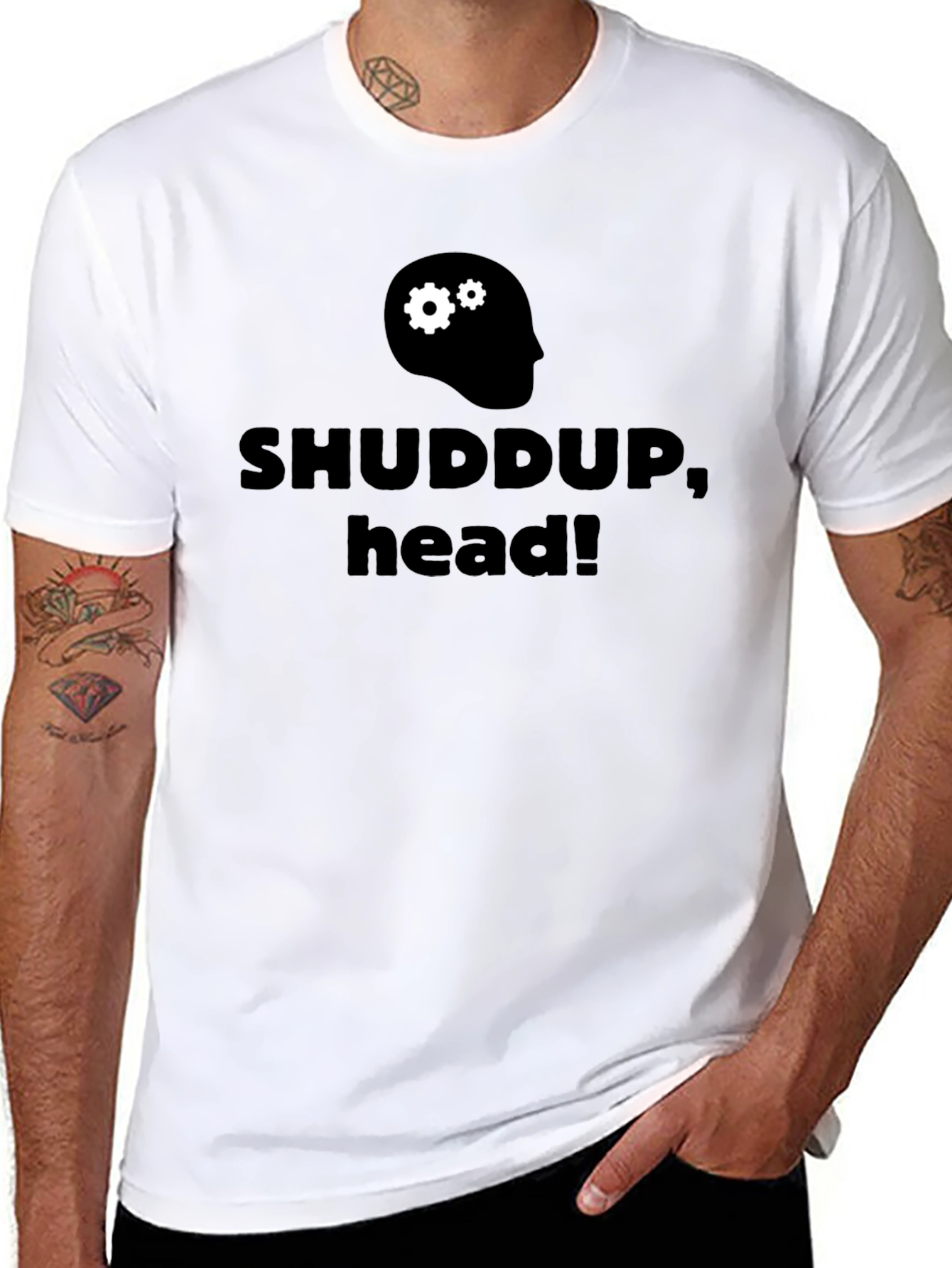 Black Shuddup Head Graphic T-Shirt view 8