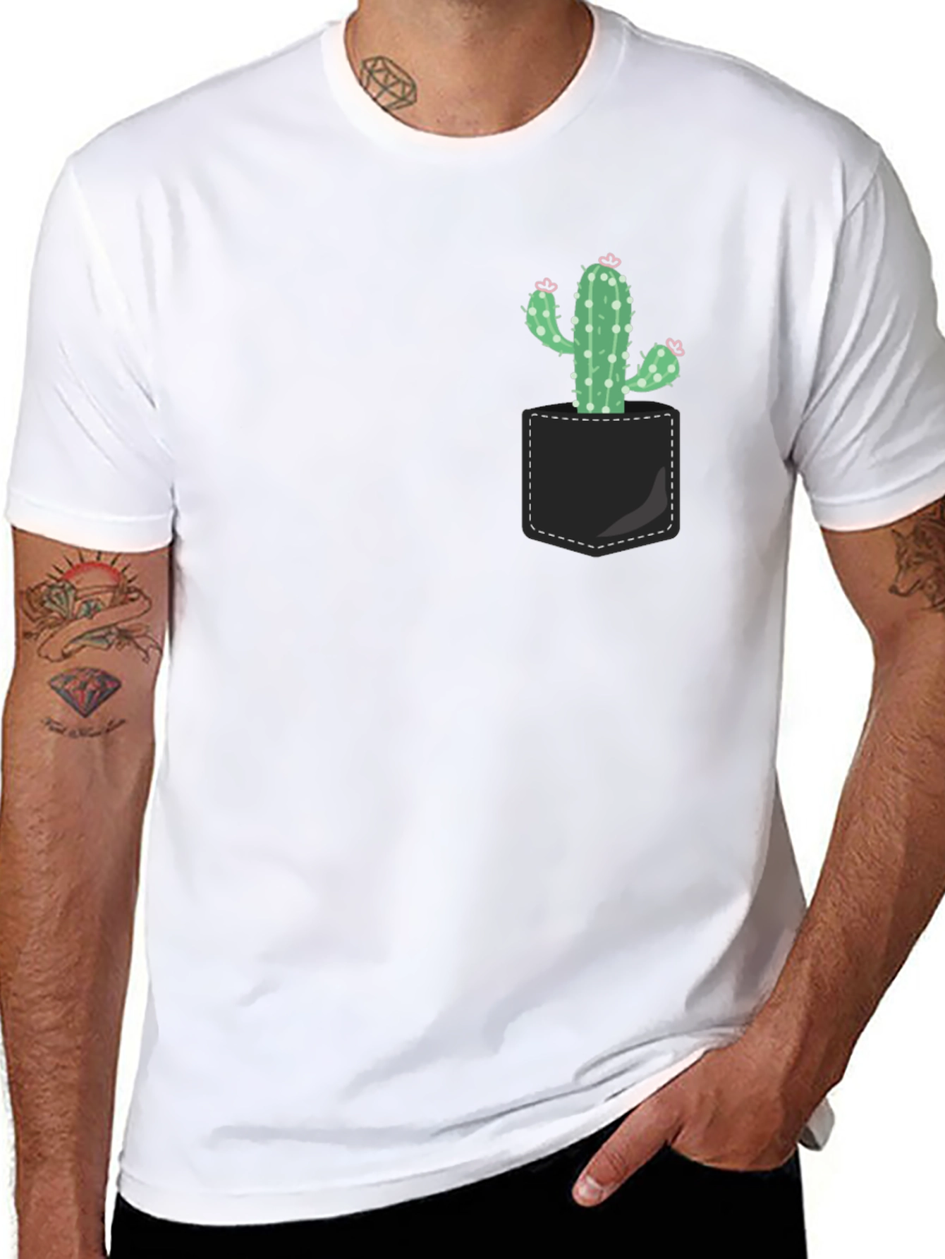 Black Cactus Pocket T-Shirt - Trendy Graphic Tee view 8