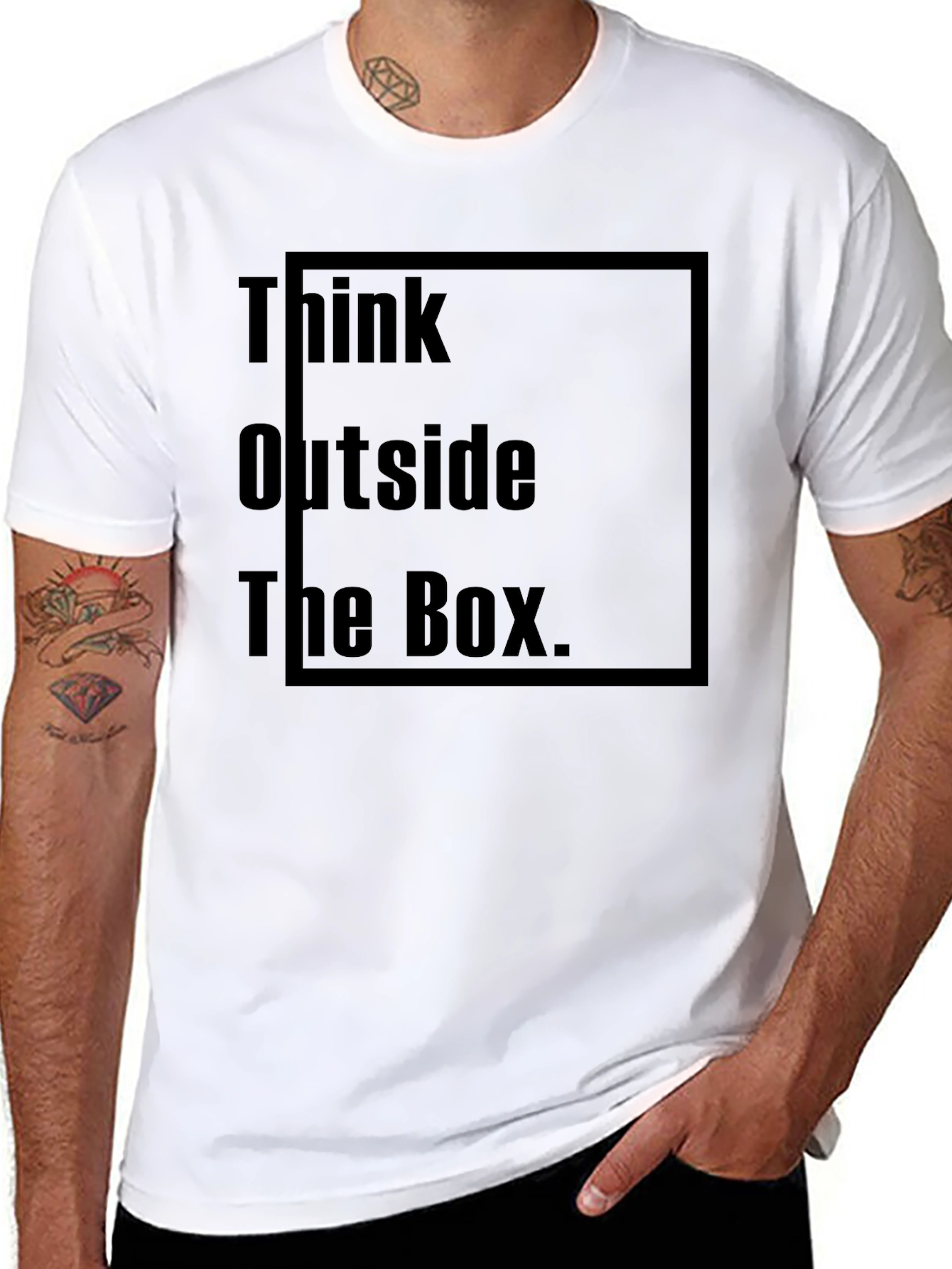 Black Think Outside the Box Black Graphic Tee view 8