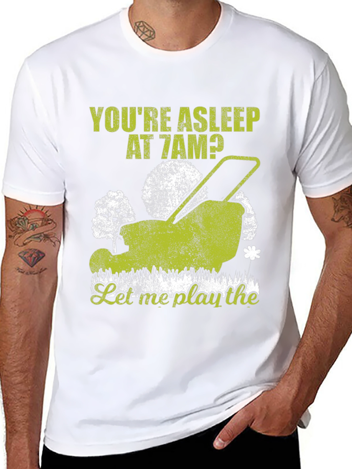 Black Funny Lawn Mower T-Shirt - You're Asleep at 7 AM view 8
