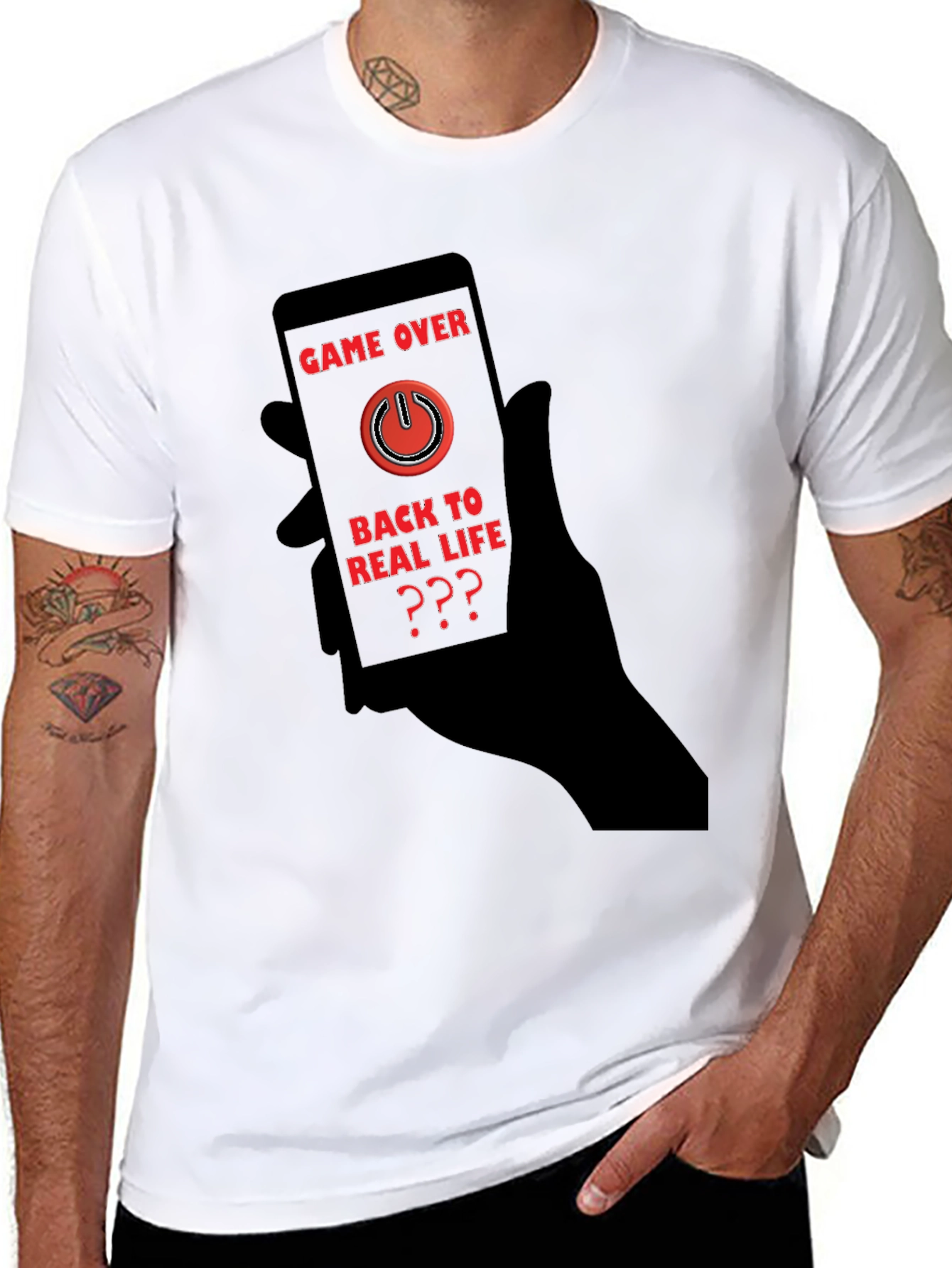 Black Game Over Black T-Shirt - Back to Real Life? view 8