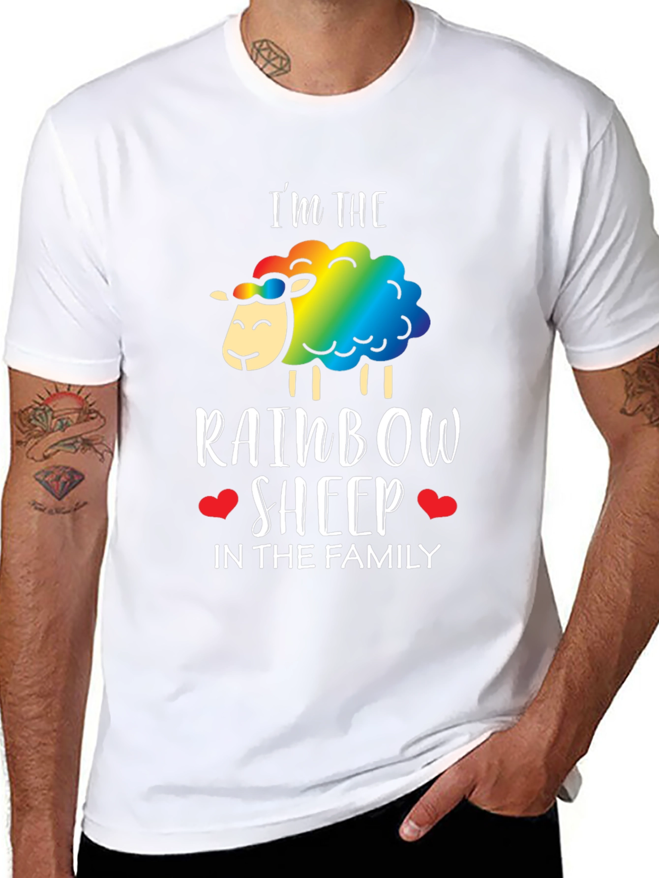 Black Rainbow Sheep Family T-Shirt - Pride LGBTQ+ Tee view 8