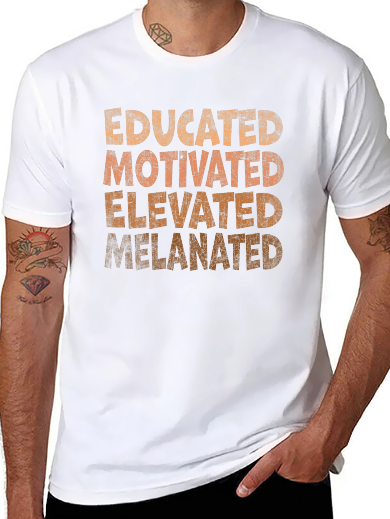 Black Educated, Motivated, Elevated, Melanated T-Shirt view 8