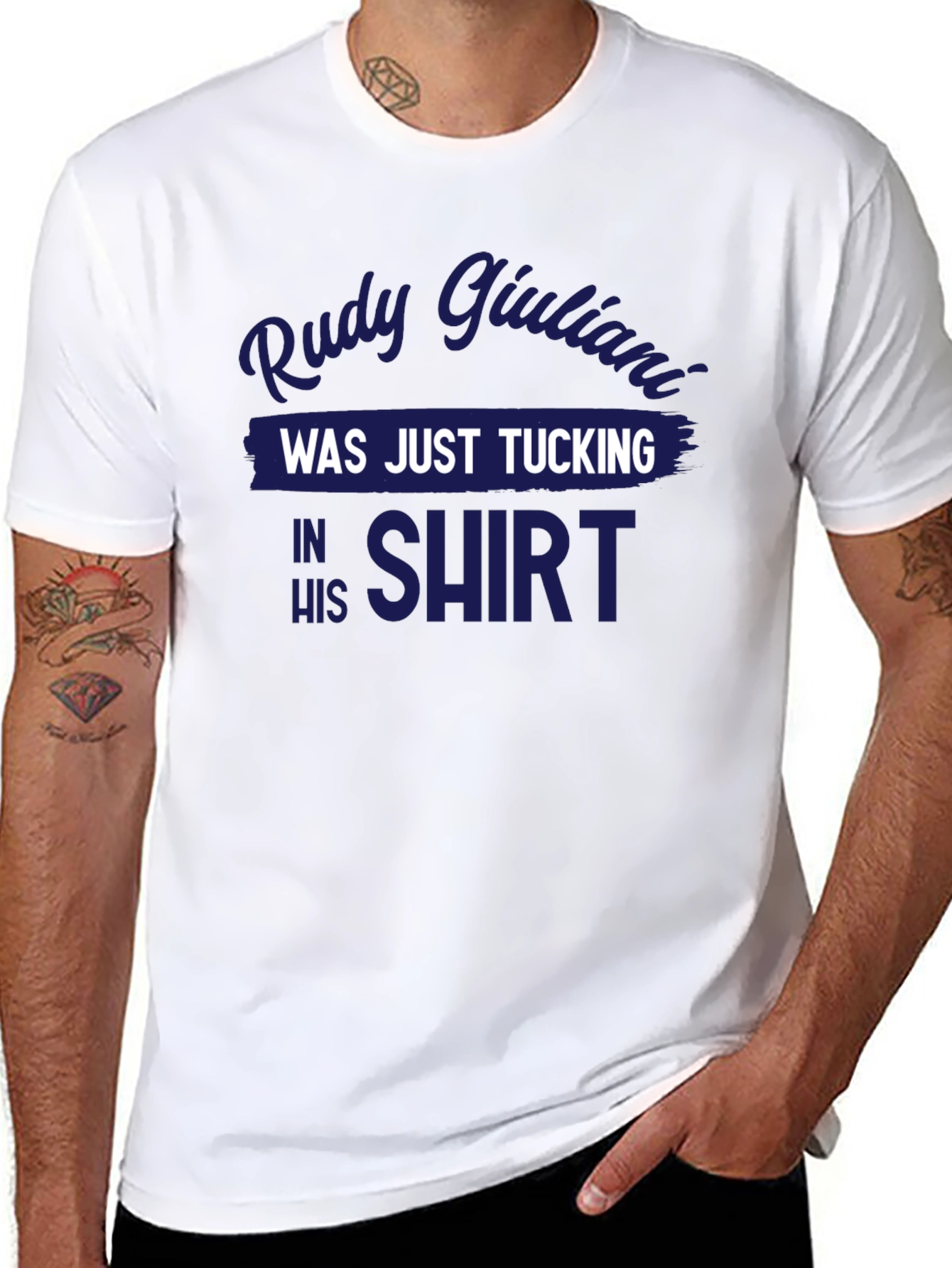 Black Rudy Giuliani Tucking Shirt Graphic Tee view 8