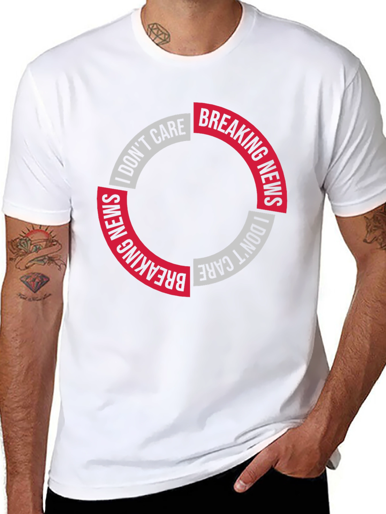 Black Breaking News I Don't Care Graphic Tee view 8