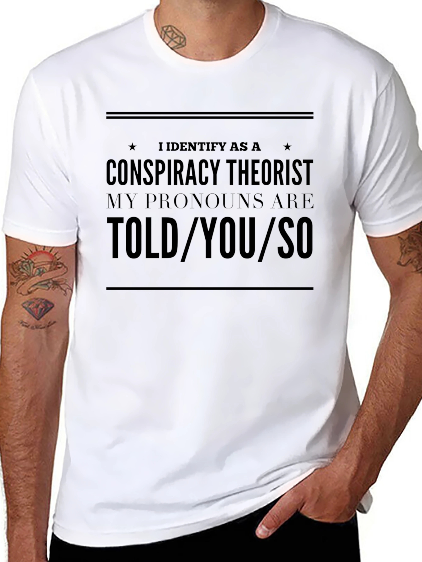 Black Conspiracy Theorist Pronoun T-Shirt view 8