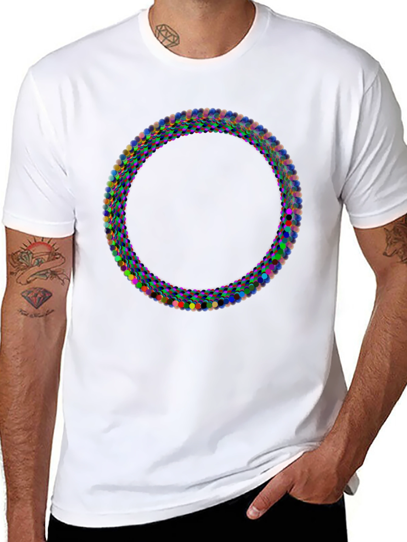 Black Abstract Circle Graphic Black T-Shirt view 8