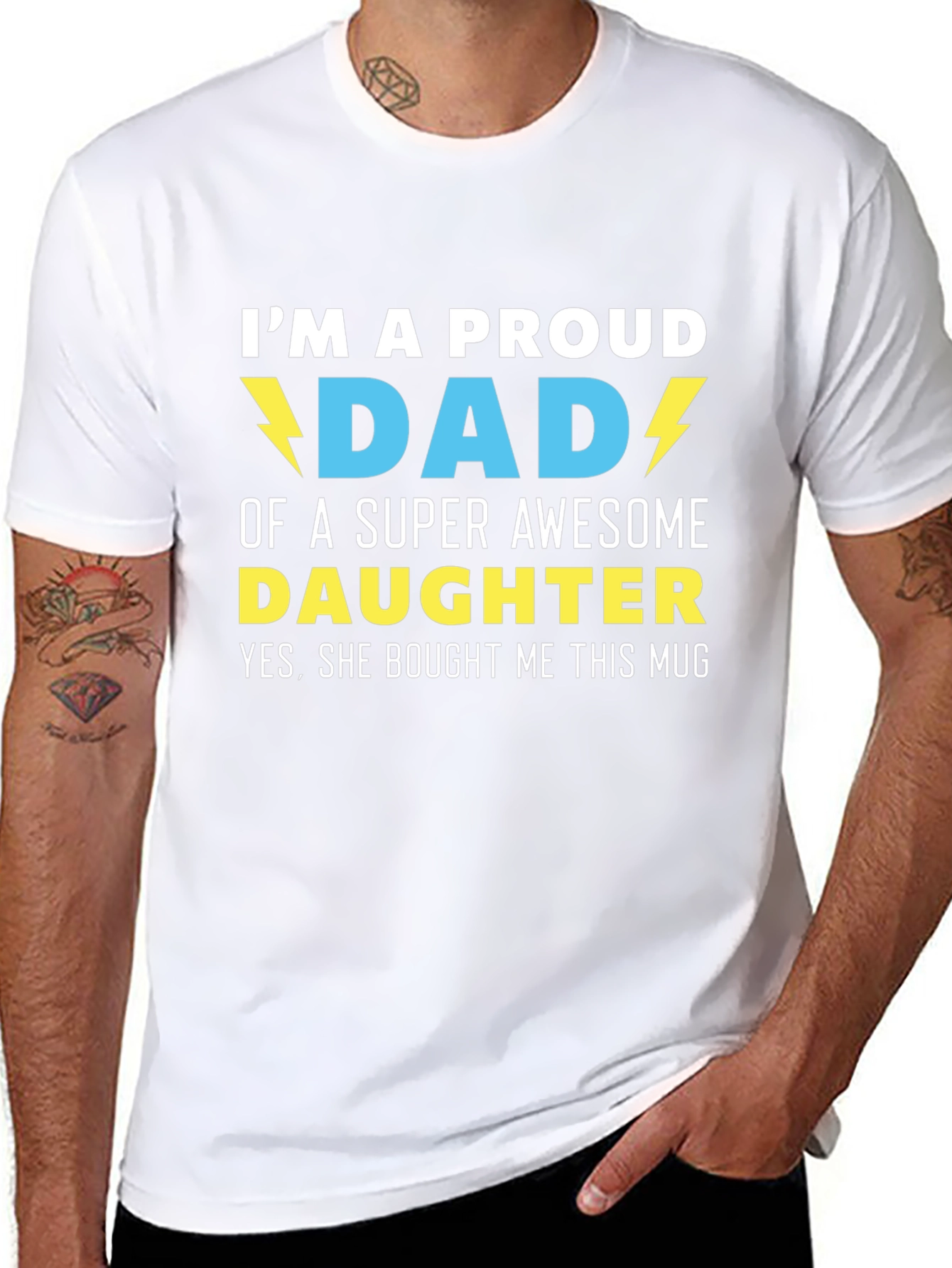 Black Proud Dad T-Shirt - Super Awesome Daughter Gift view 8