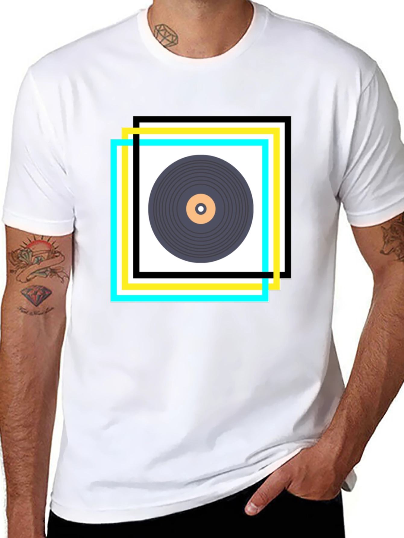 Black Retro Vinyl Record Graphic Tee view 8