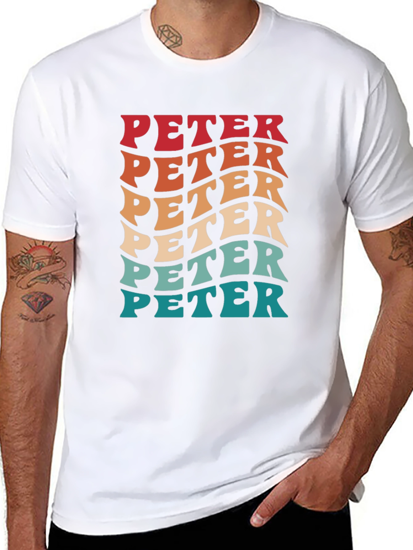 Black Retro 'PETER' Graphic Tee - Cool Personalized T-Shirt view 8