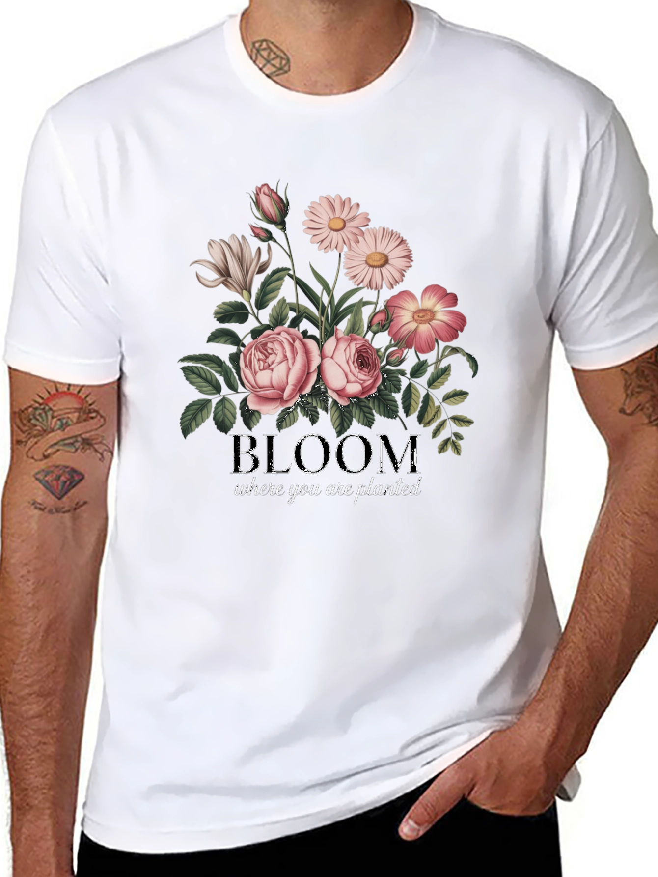Black Bloom Where You Are Planted Graphic Tee view 8