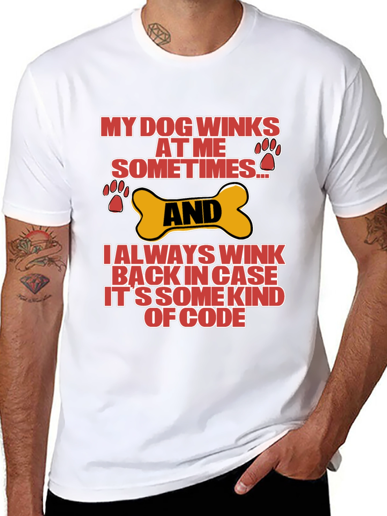 Black Dog Wink Code T-Shirt view 8