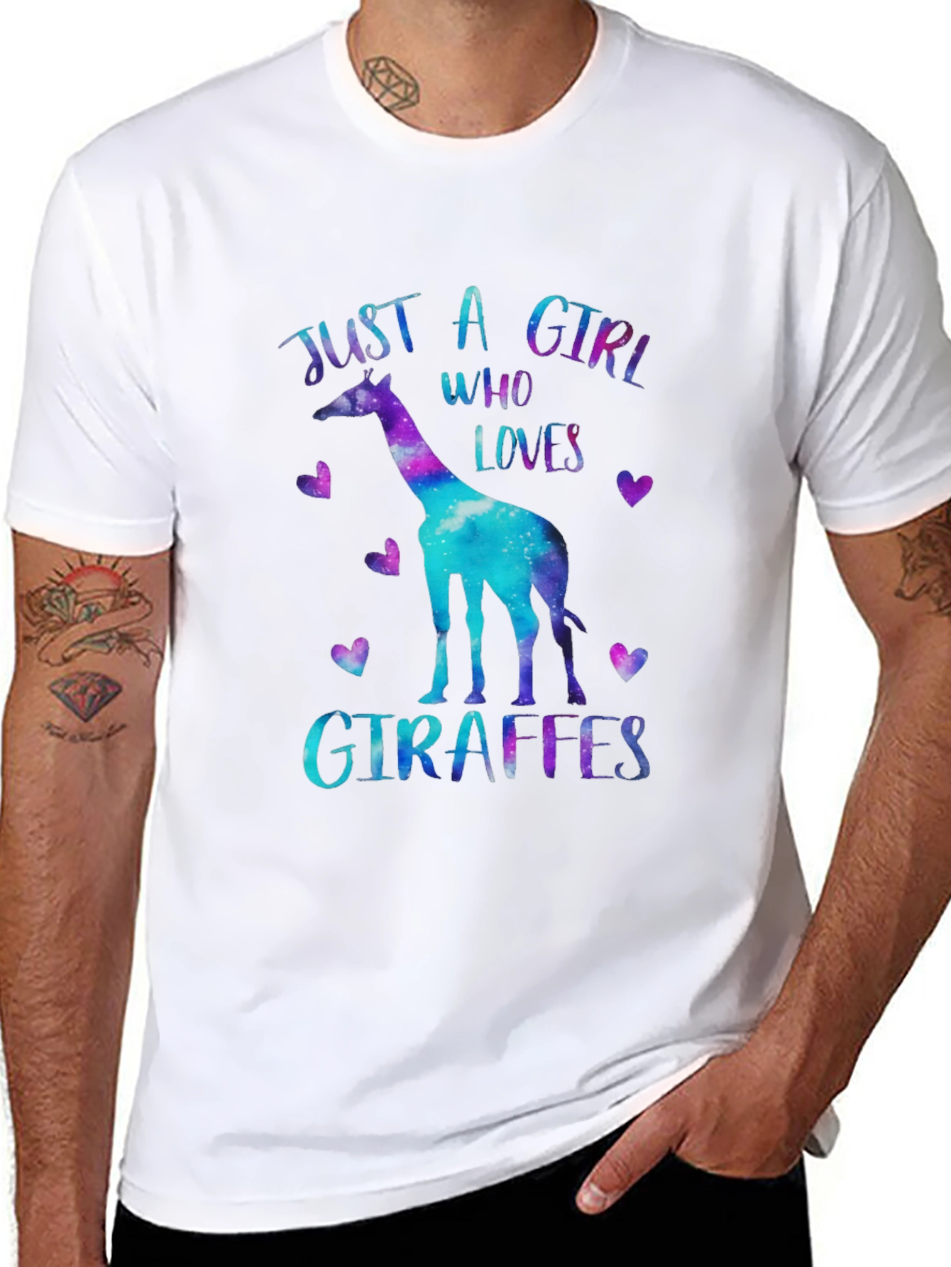 Black Just A Girl Who Loves Giraffes T-Shirt view 8