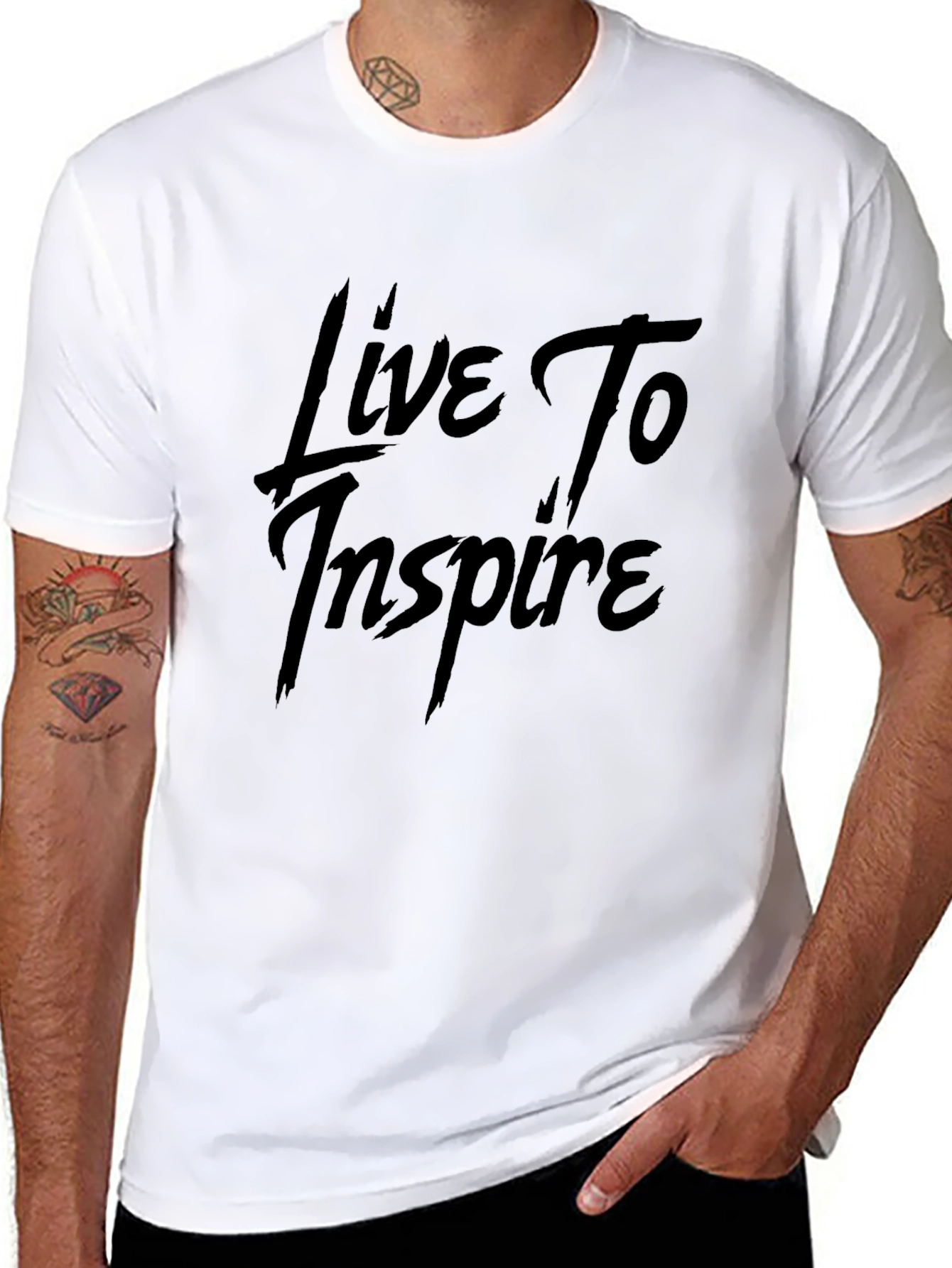 Black Live To Inspire Black Graphic Tee - Inspirational Style view 8