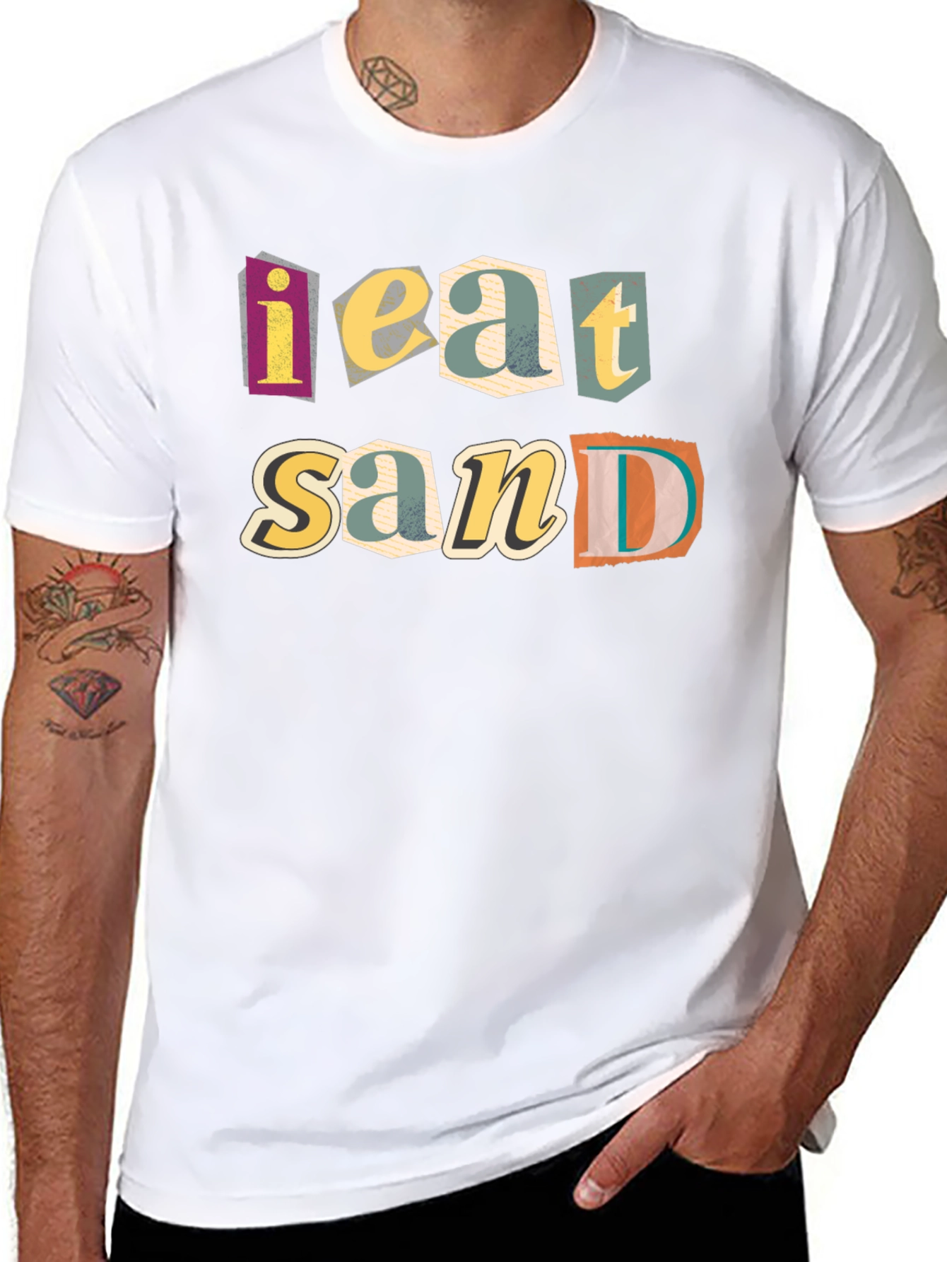 Black I Eat Sand Funny Graphic T-Shirt view 8