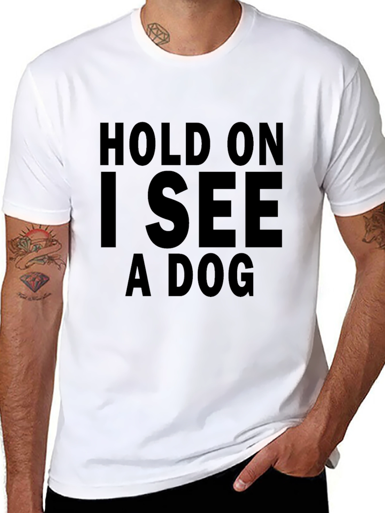Black Hold On I See a Dog T-Shirt view 8