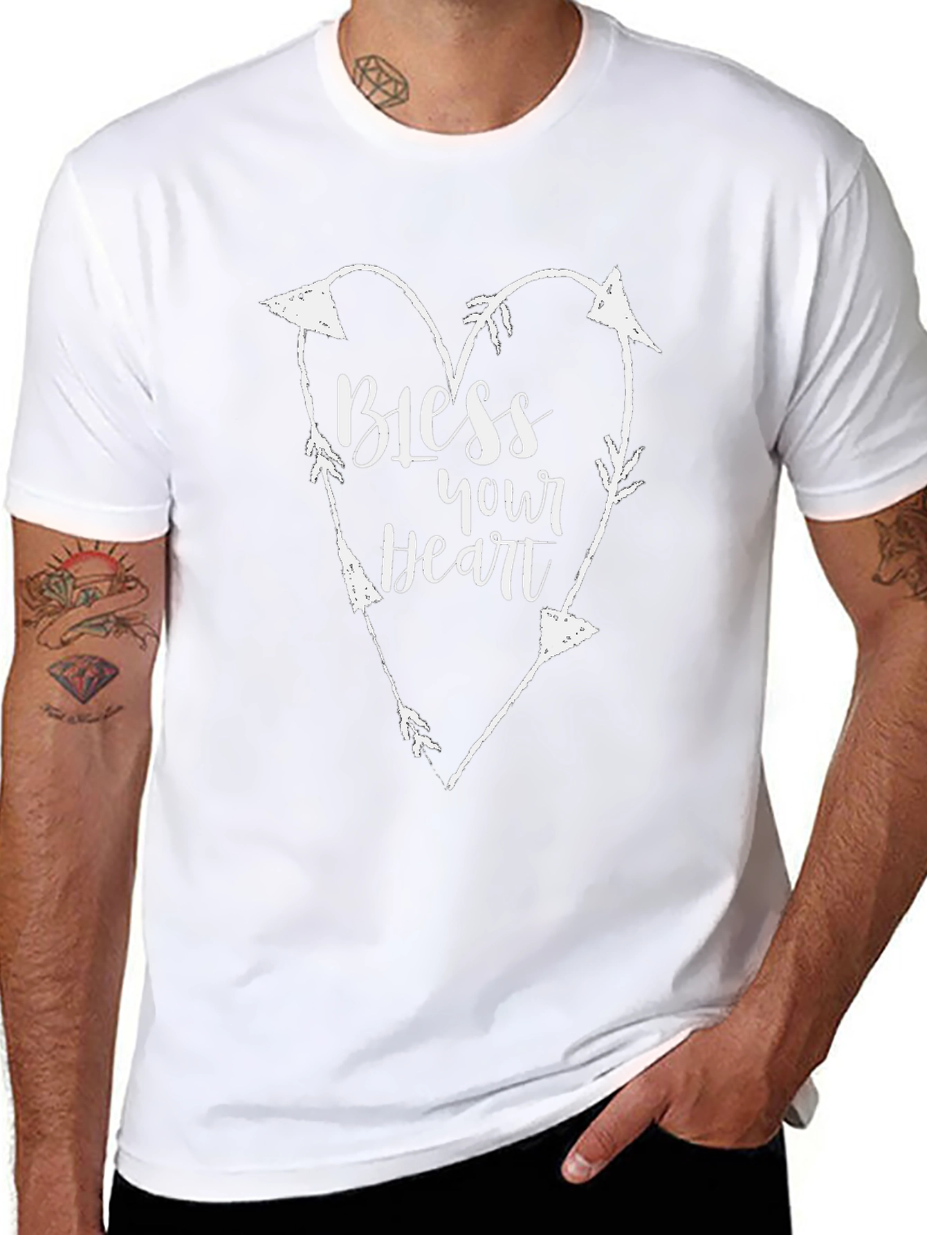 Black Bless Your Heart Arrow Heart T-Shirt view 8