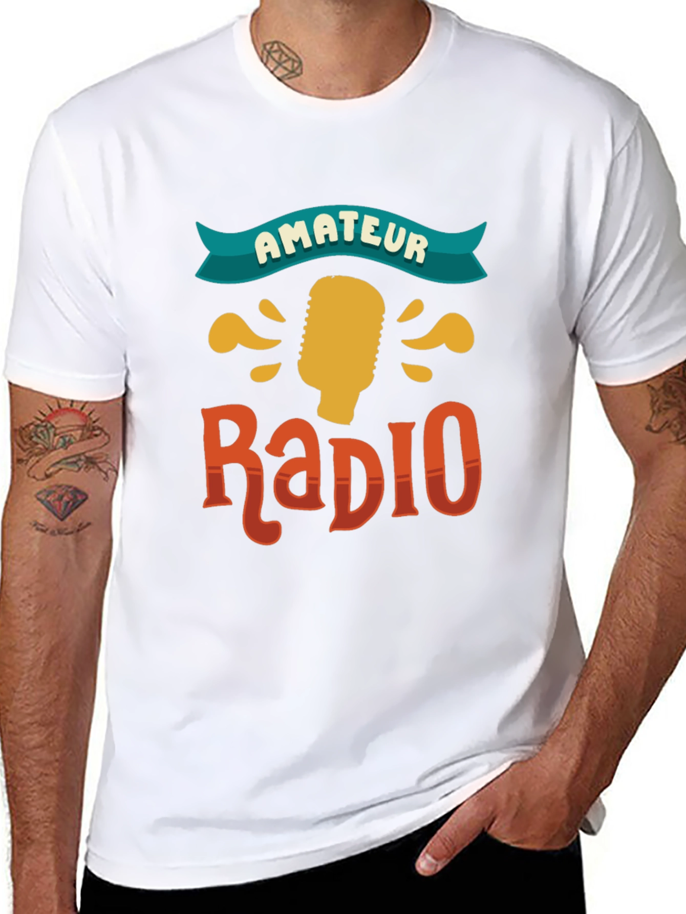 Black Amateur Radio Graphic Tee - Black Cotton T-Shirt view 8