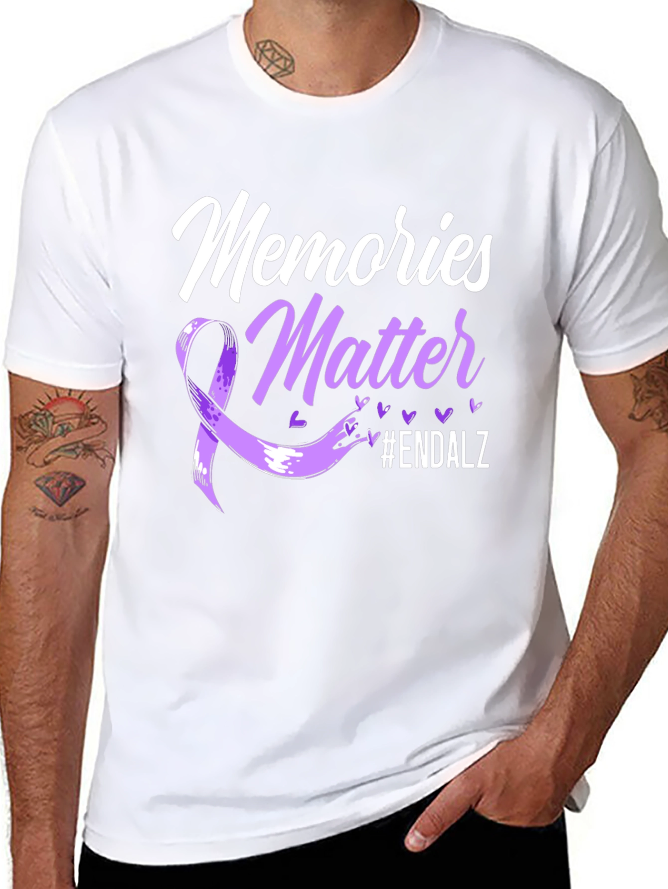 Black Memories Matter Alzheimer's Awareness Ribbon T-Shirt view 8