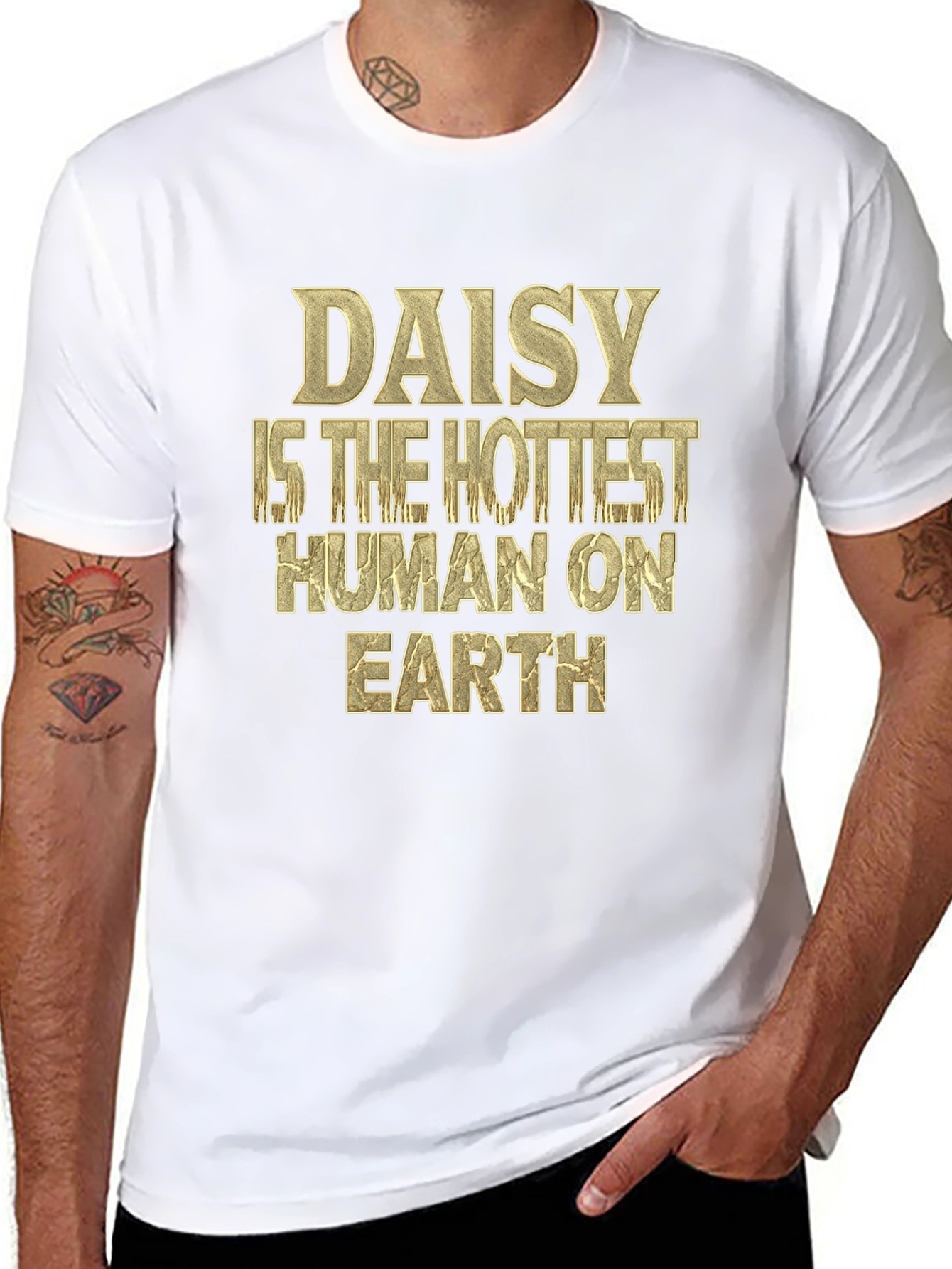 Black Daisy Hottest Human T-Shirt - Black view 8