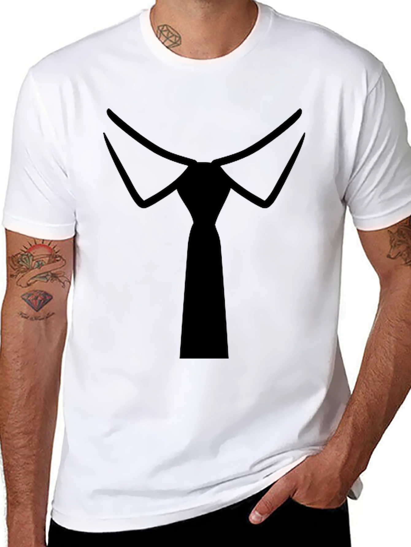 Black Formal Tie Black Tee - Stylish Novelty T-Shirt view 8