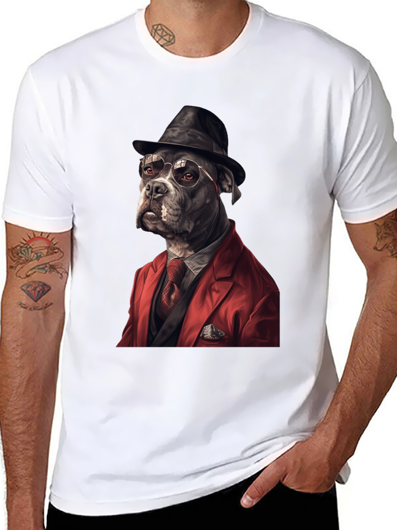 Black Dog in Suit Graphic Tee view 8