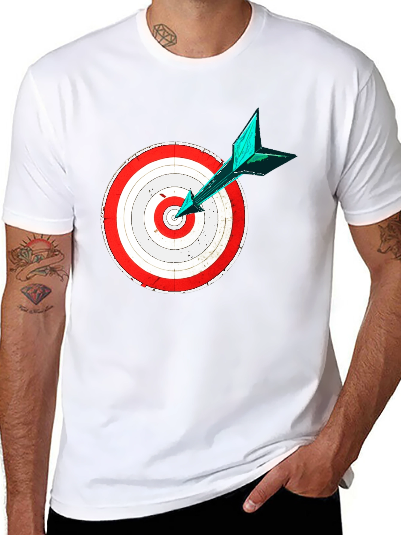 Black Target Practice Tee - Bullseye Arrow Design view 8